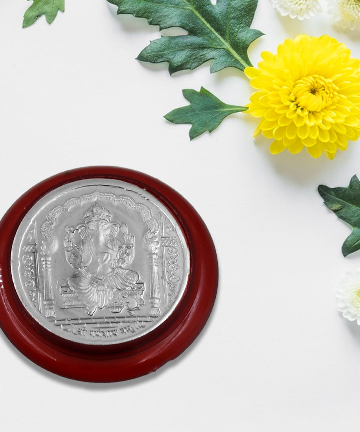 Ganesh Ji, Silver color Coin for Gift & Pooja | Silver Coin | Silver Coin / Diwali Gift (1 Pc / (Metal is not silver)