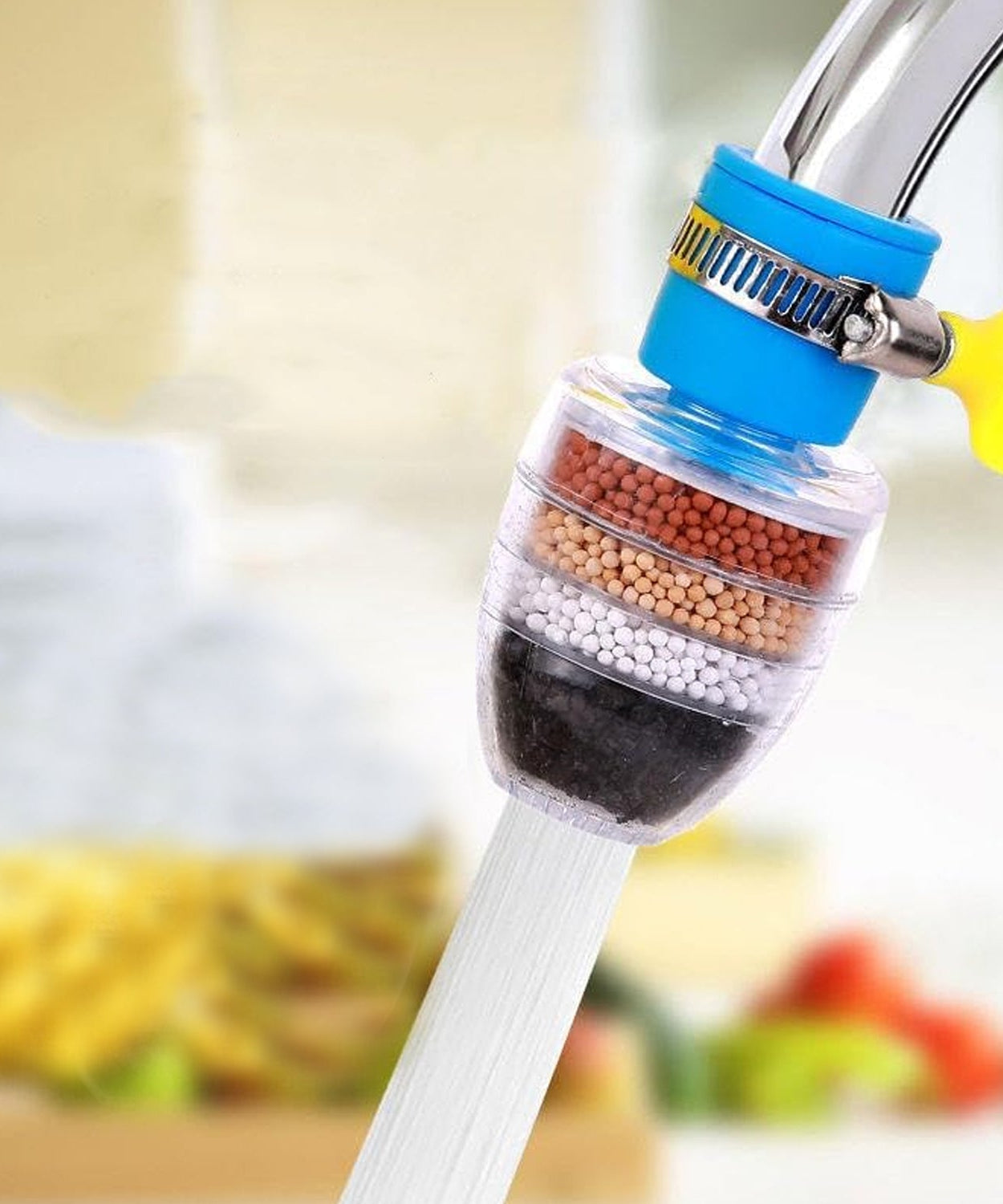 Water Faucet, Clean Purifier Filter Cartridge Water Tap, Upgrade Universal Interface Faucet Filter (Six Layer Purifier)