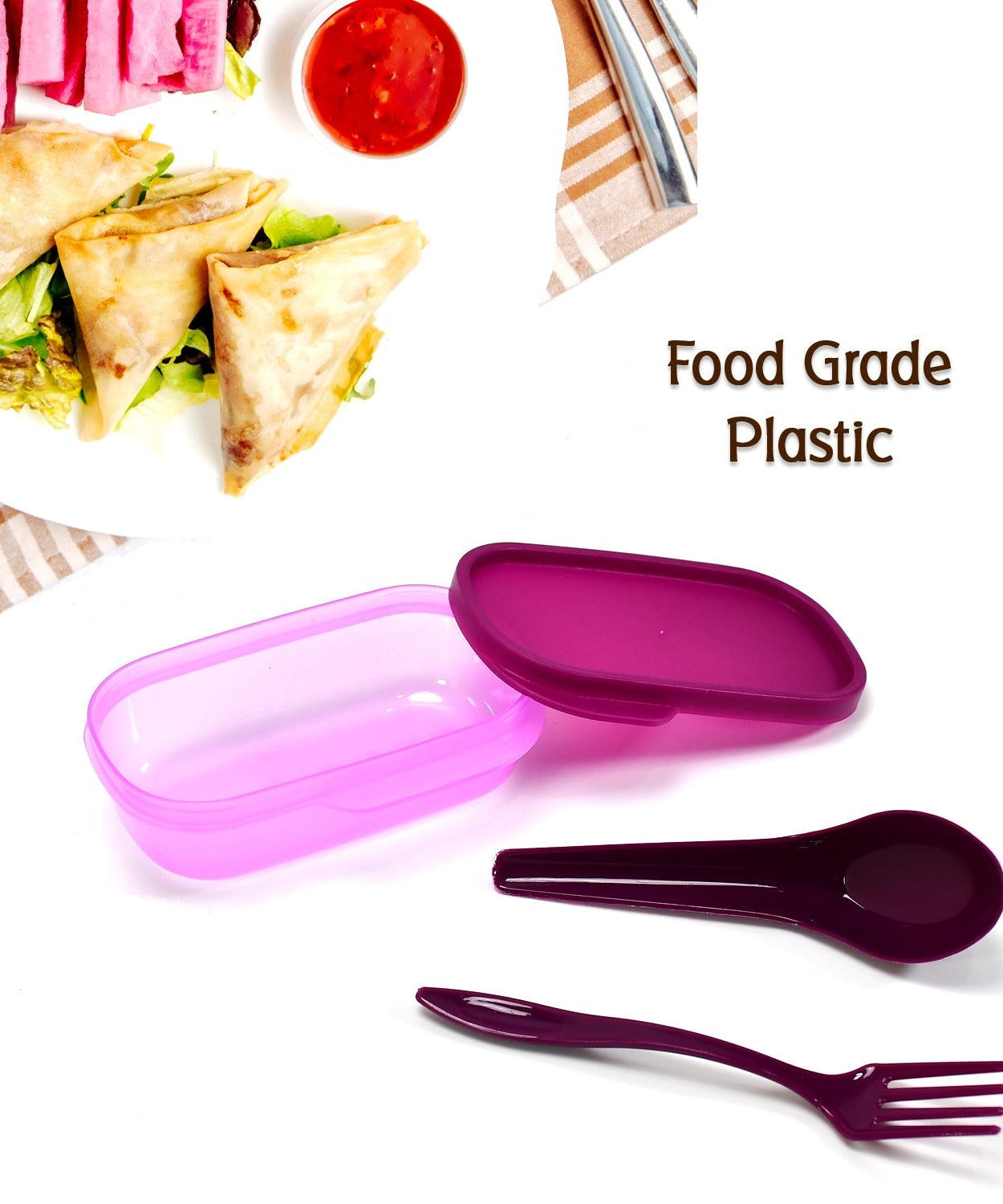 Leak-proof lunch box suitable for liquids and solid foods.