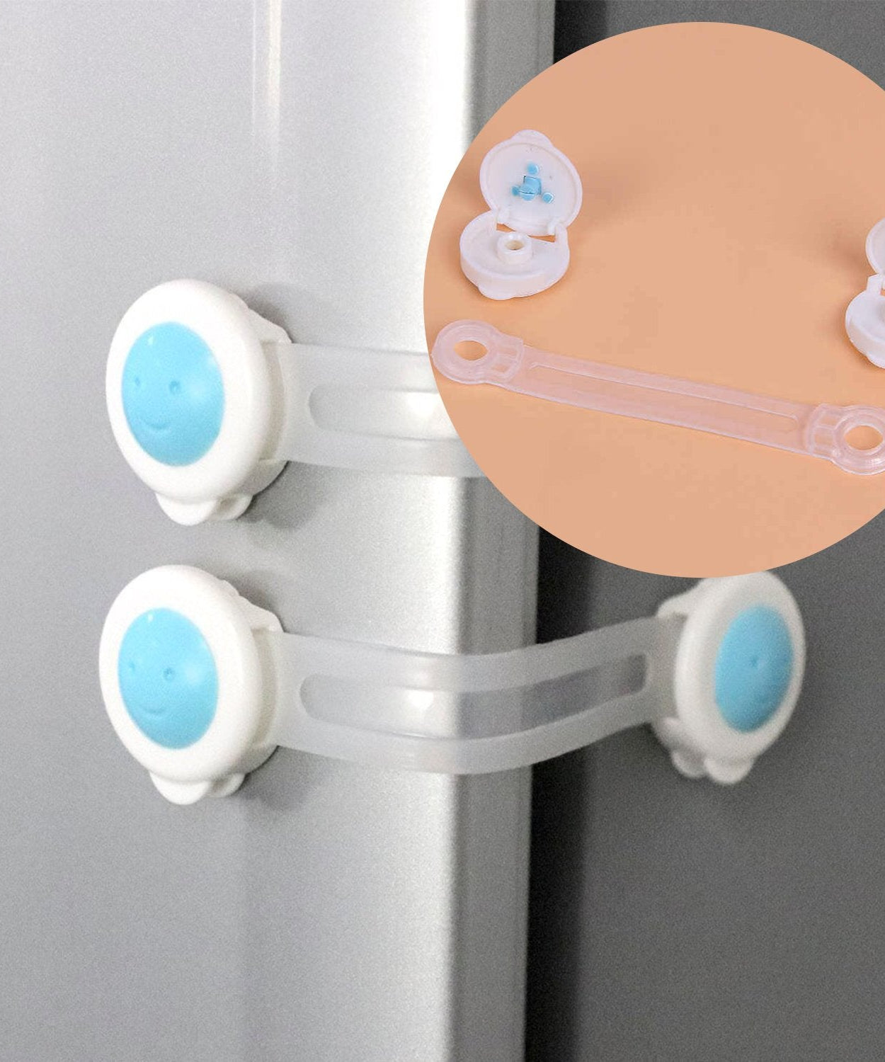 Effective baby proofing strap lock, single unit.