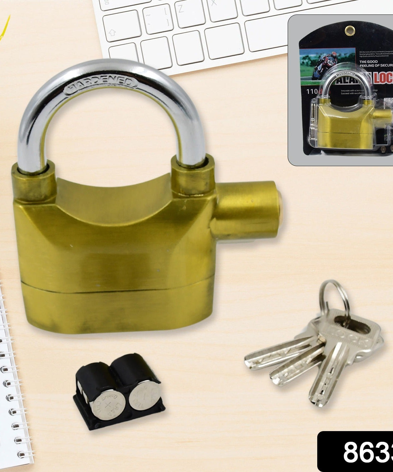 Security Alarm Metallic Lock System with 3 Keys (1 Set / Mix Color)