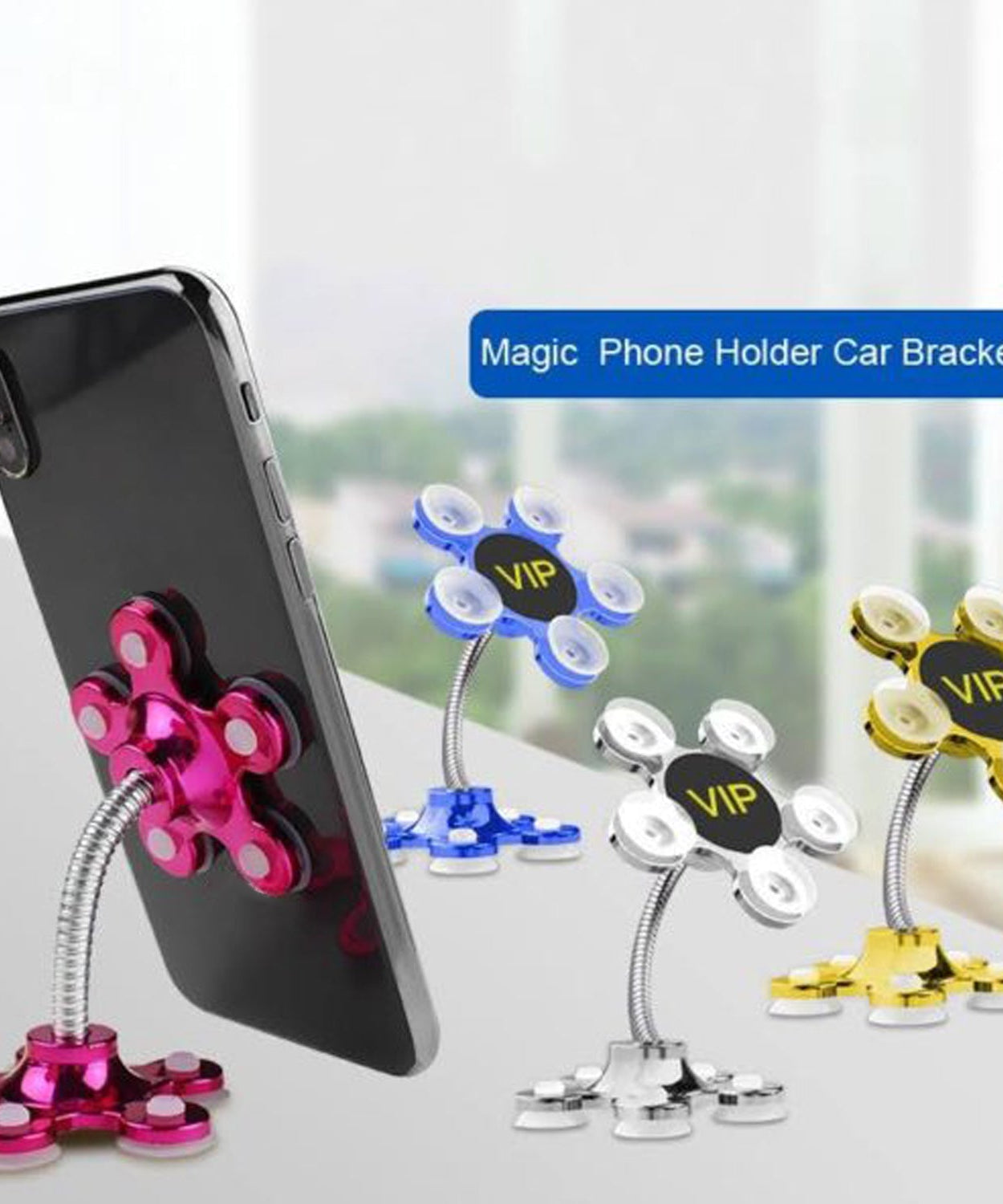Multi-function phone stand with 360-degree rotation.