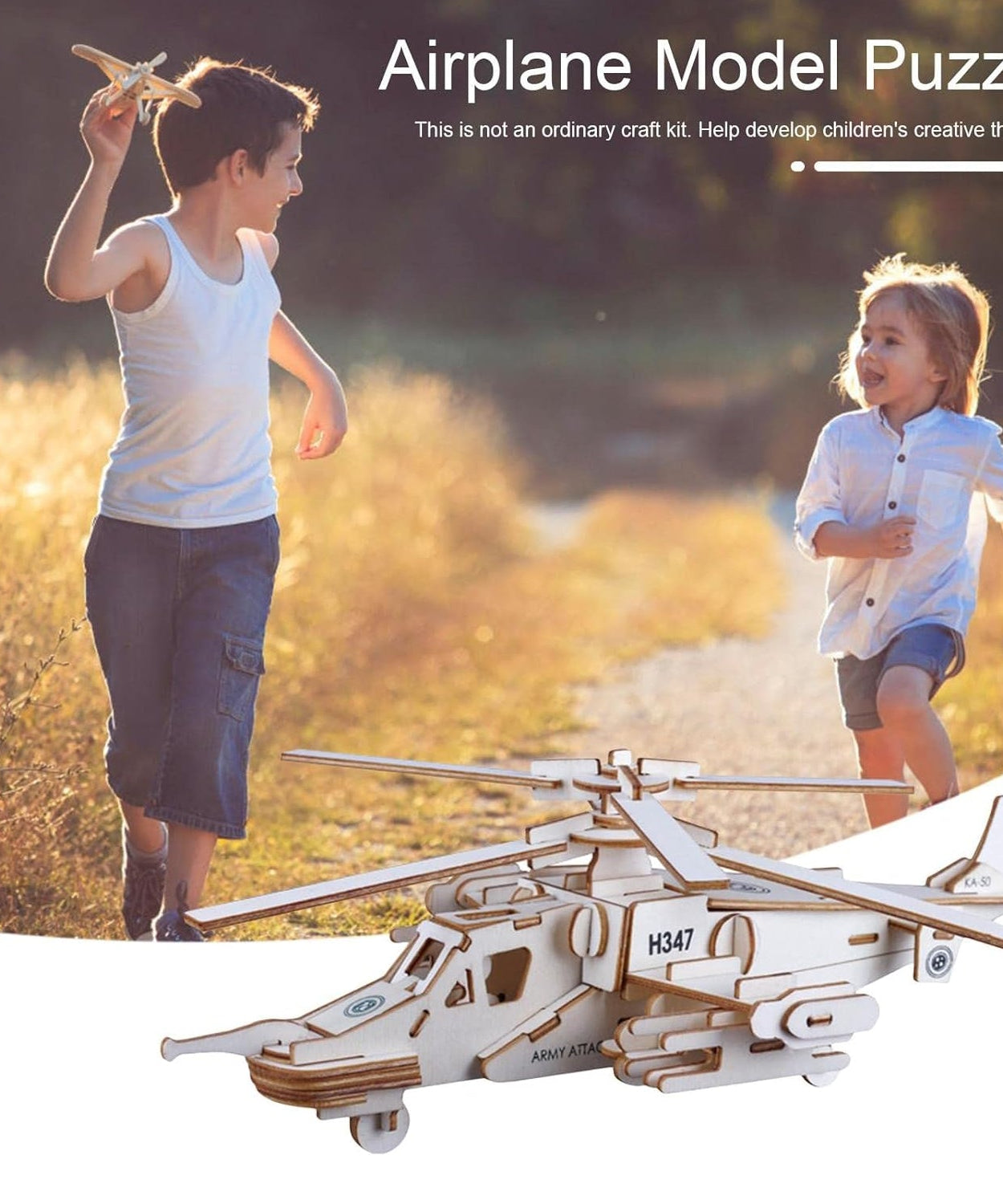 3D Wooden Aircraft Puzzle DIY Assembly Kit (Mix Design – 1 Set)