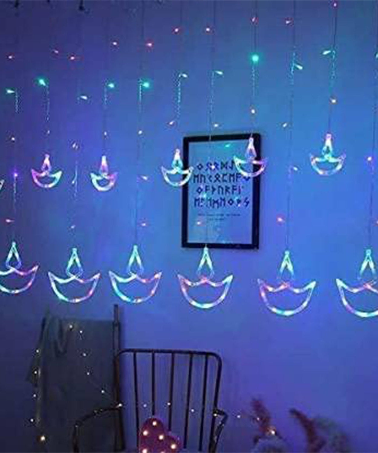 Diya Curtain String Lights