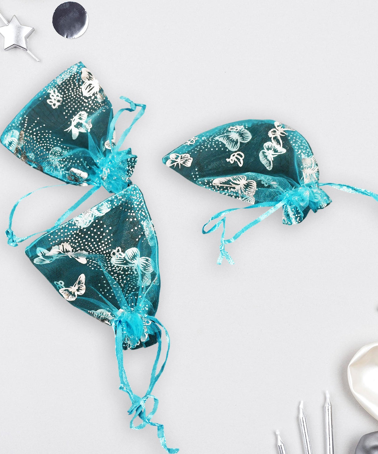 Organza Return Gift Bags Small Mesh Bags Drawstring Gift Bags Christmas Drawstring Organza Gift Bags, Wedding Party Festival Gift Bags, Jewellery Packing Pouch Dry Fruit Pouch 10×12 Cm (100 Pcs Set)