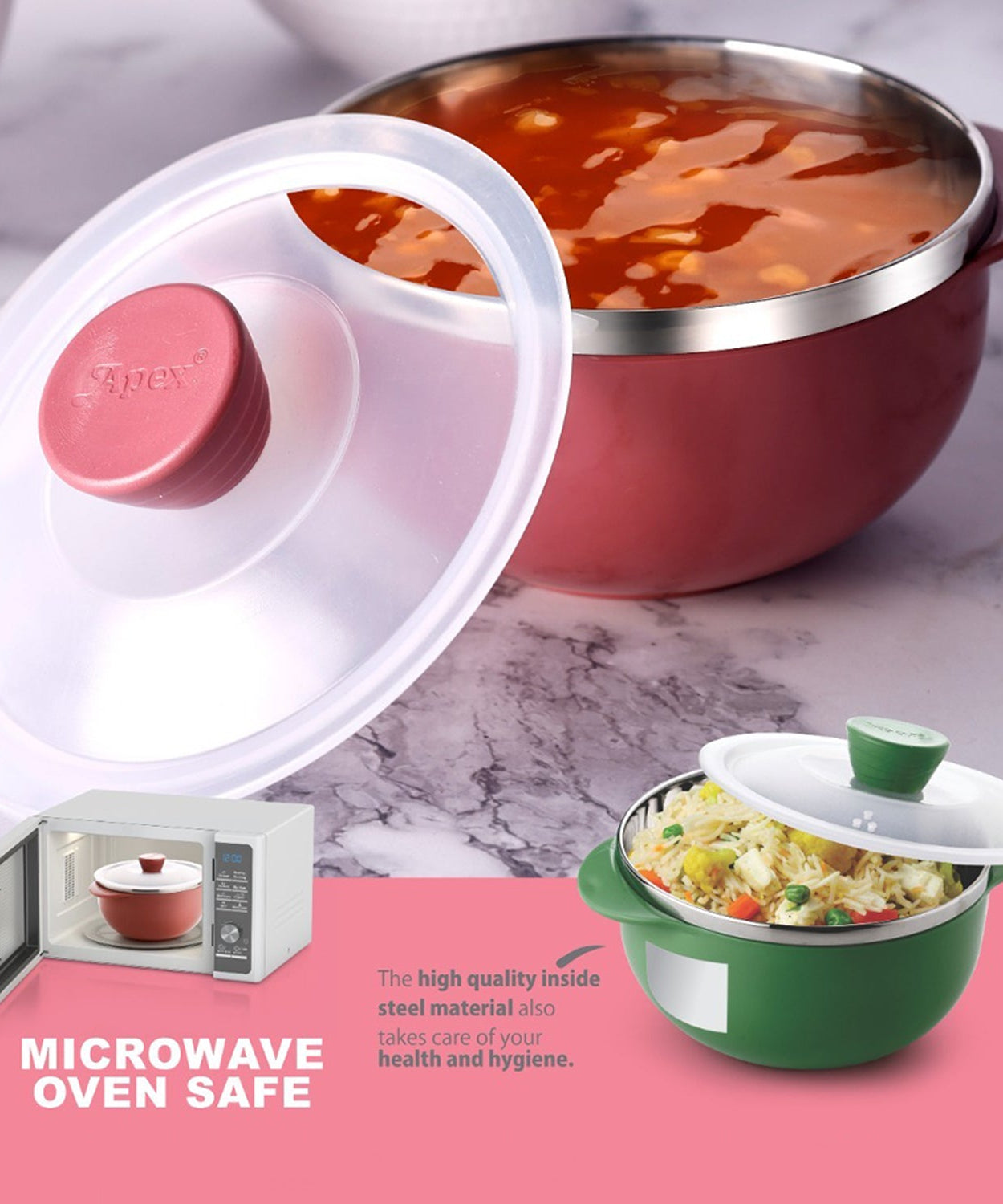 Apex Premium Plastic Serving Bowl Set with Lids (2 Pc)