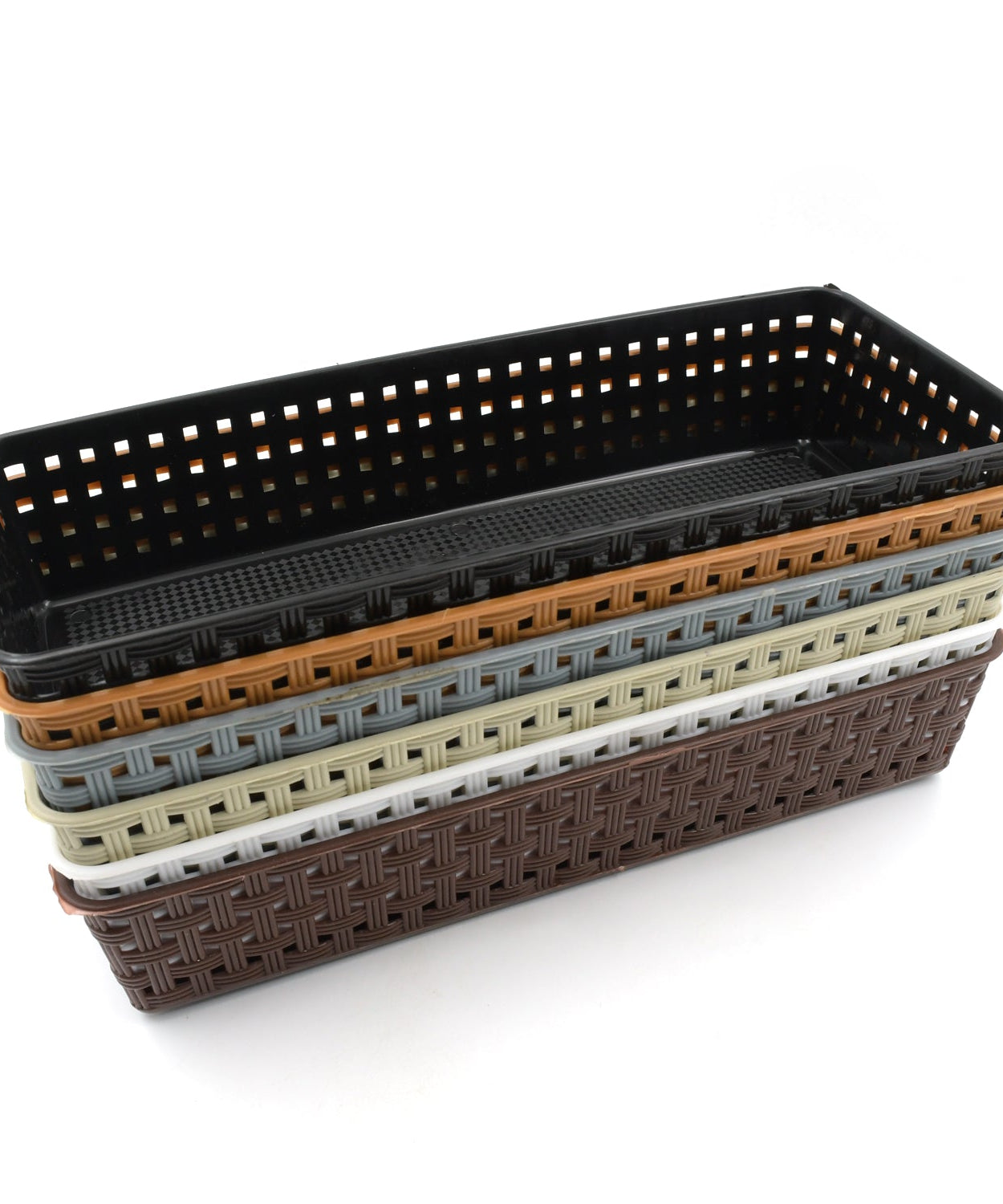 Plastic Multipurpose Desk Organizer Tray Office Drawer Dividers Storage Bins for Kitchen, Bathroom, Office, Makeup, Bedroom Dresser, Craft Basket Rack Multicolour (6 Pcs Set)