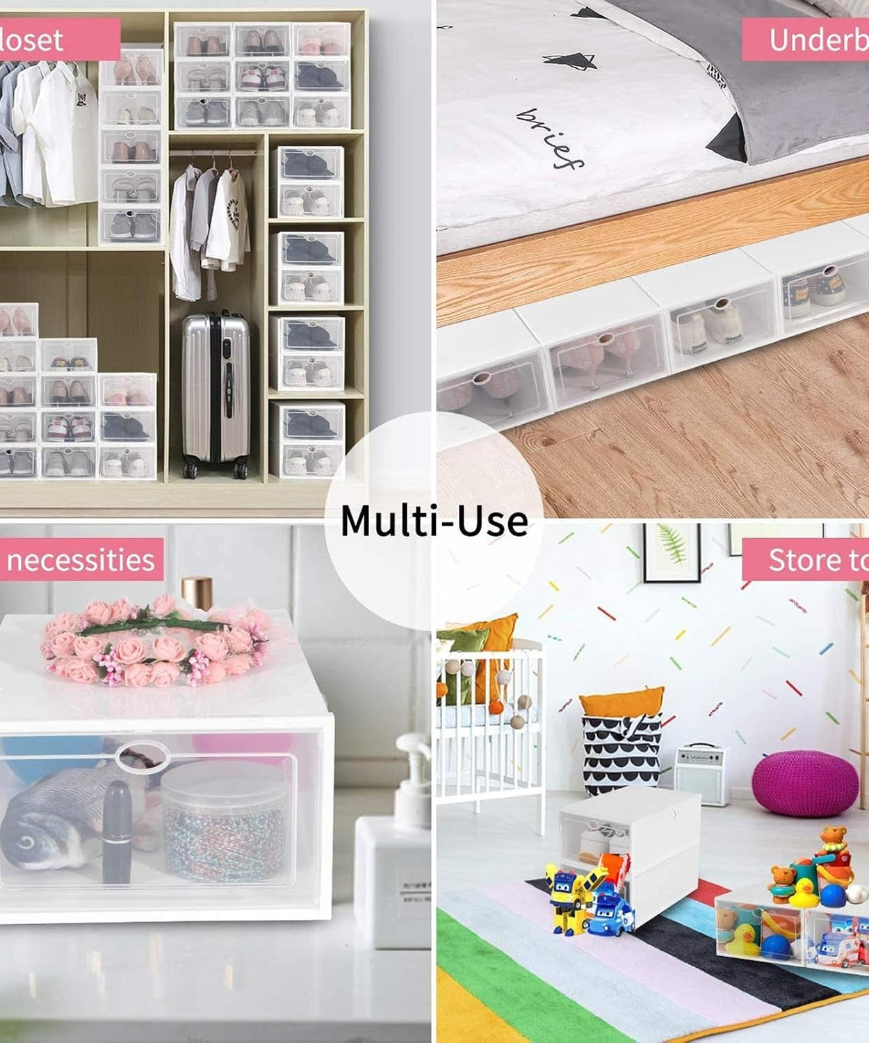 1 Layer Plastic Shoes Storage Box, Stackable Shoe Storage (1 pc / 32x21x12 CM)