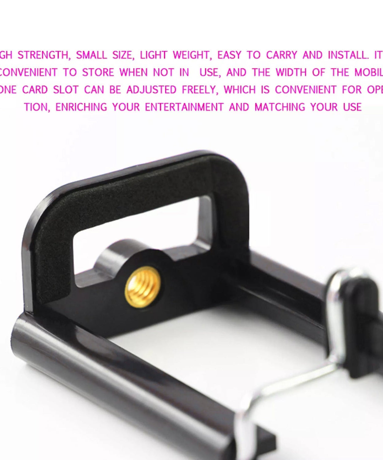 Adjustable mobile holder for tripods and selfie sticks