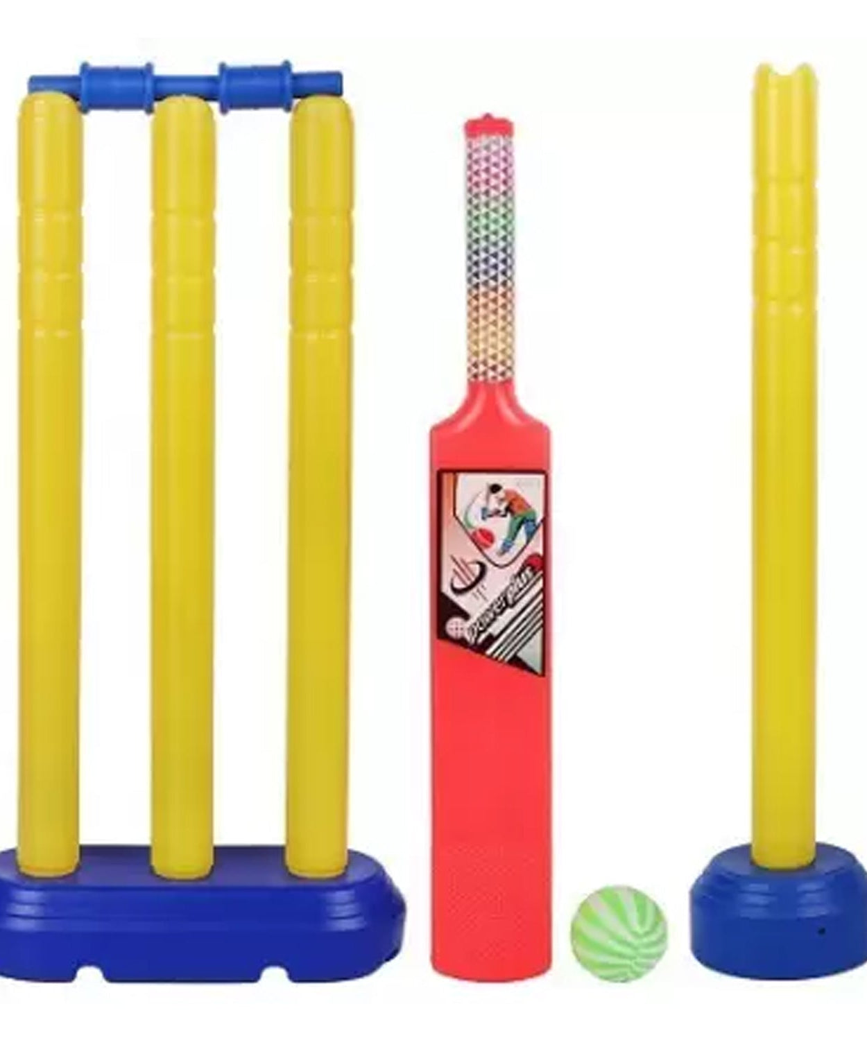 Plastic cricket set for kids with bat, ball, and stumps
