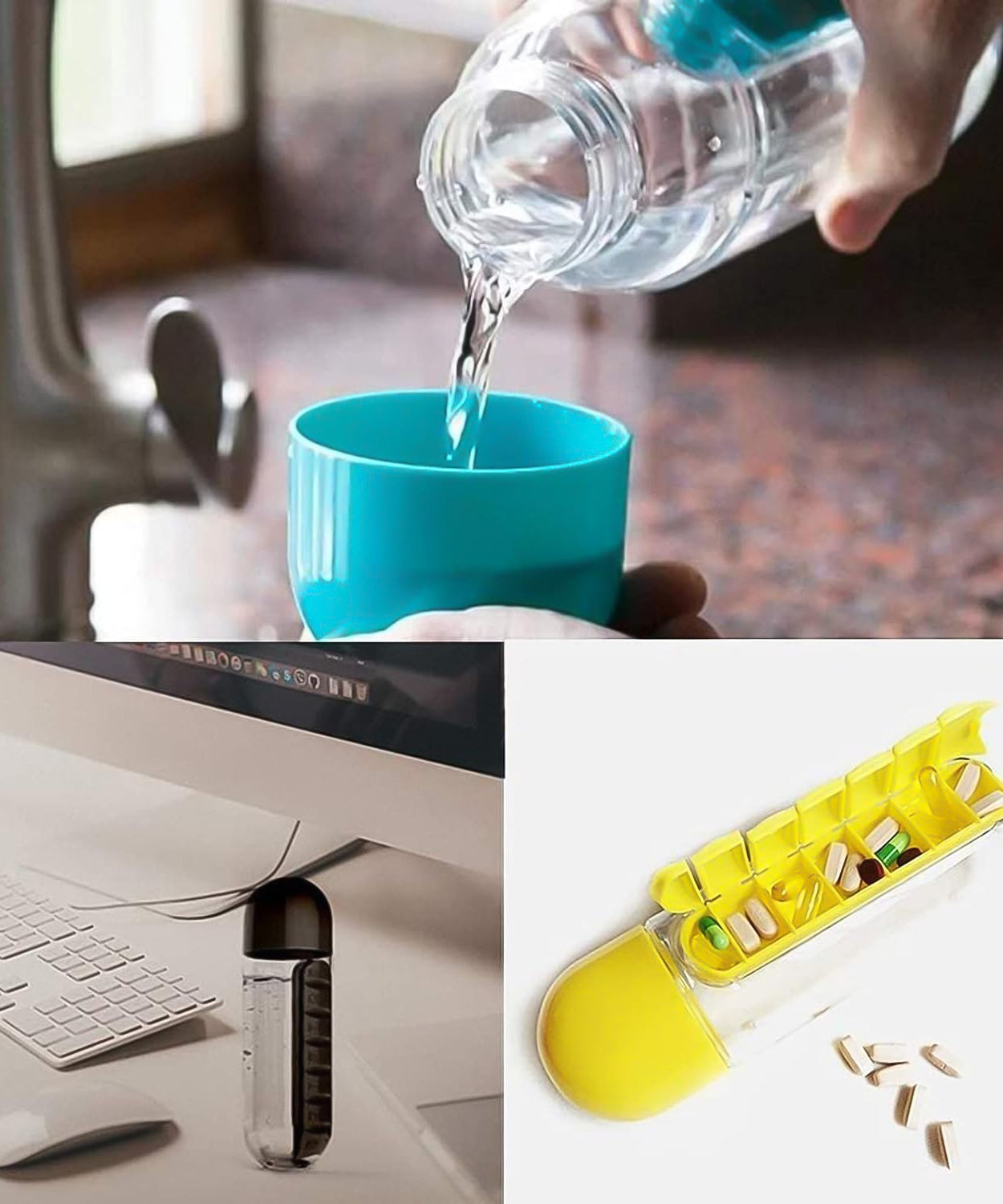 Multi-Use Pill & Water Bottle for Travel (600 Ml, Mix Color)