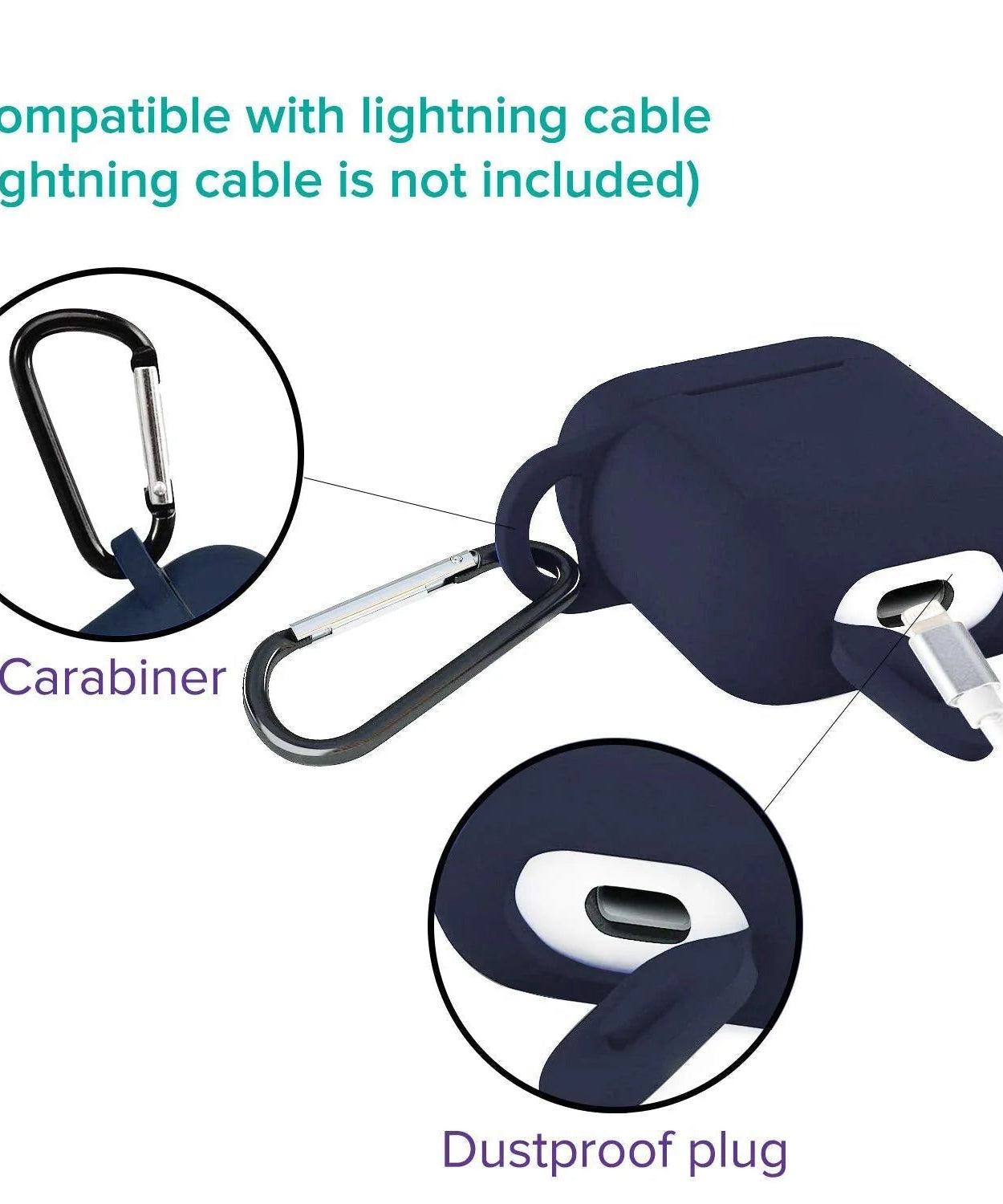 Silicone Shockproof Protection Wireless Headphones Carrying Box Cover with Metal Keychain