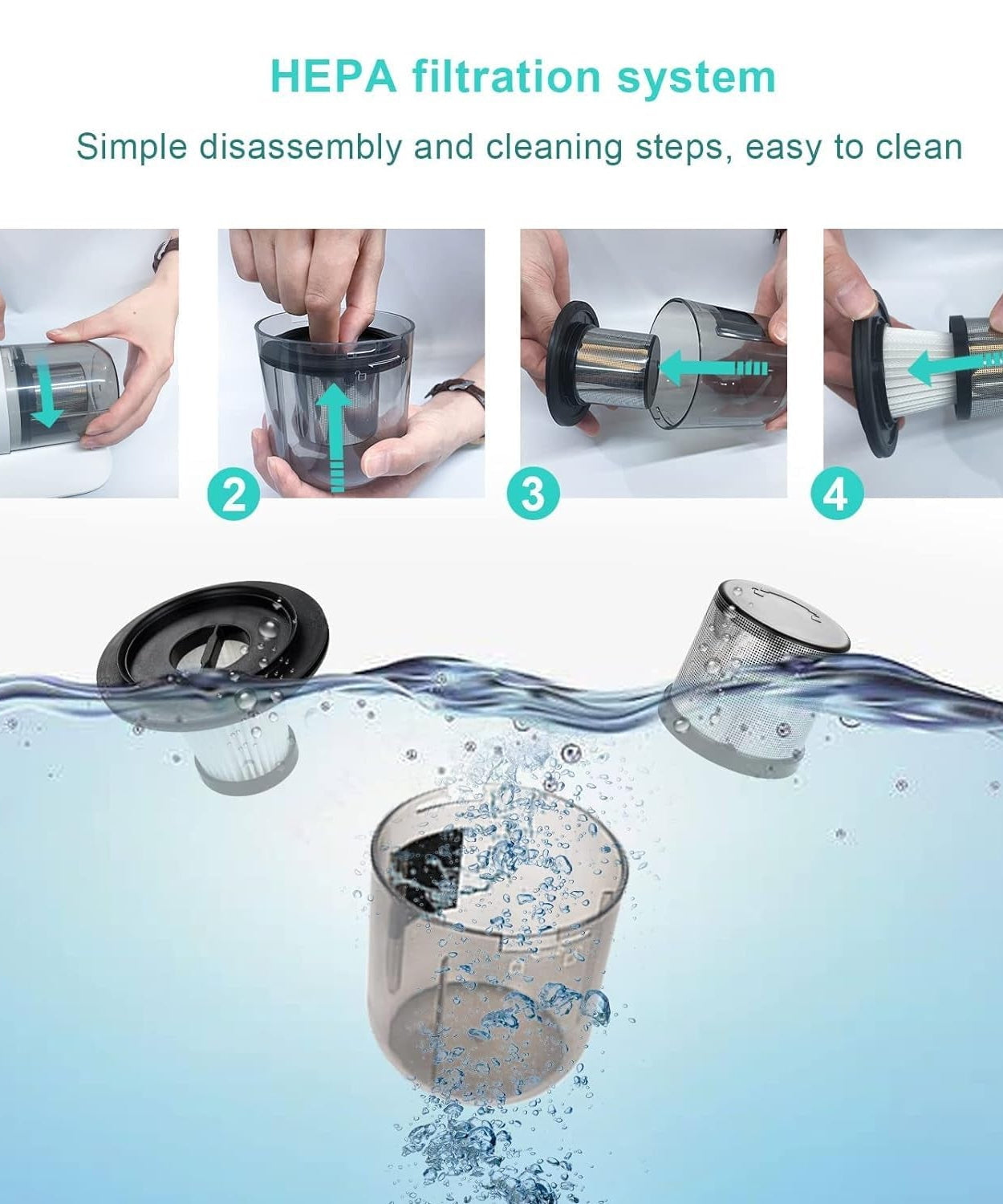 Powerful Suction Portable Handheld Vacuum Cleaner - Low Noise Vacuum Cleaner for Bed - Cordless Vacuum Cleaner for Car Seat Crevices Pillows, Mattresses, Sofas Wireless Anti Dust and Mite Cleaner