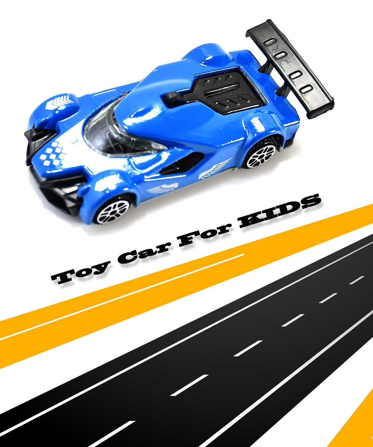 Metal die-cast toy car, street racer, detailed view