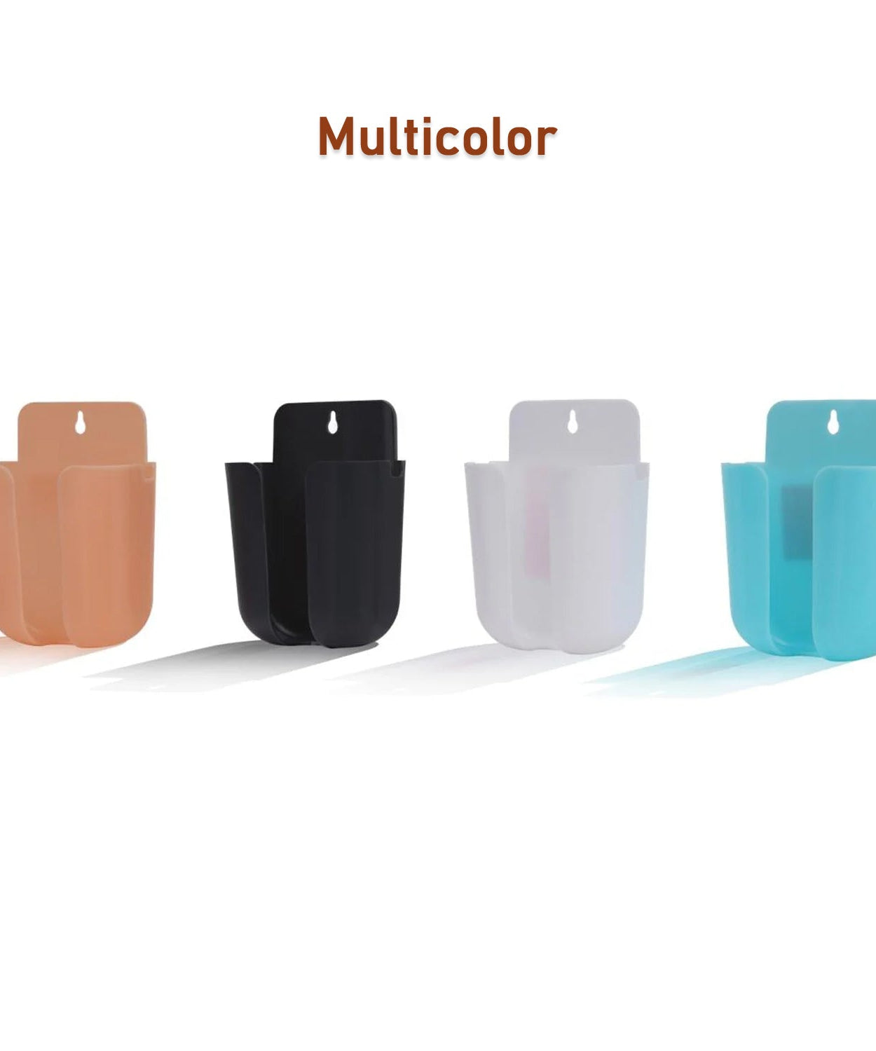 Versatile wall organizer box, multicolour design for remote storage.