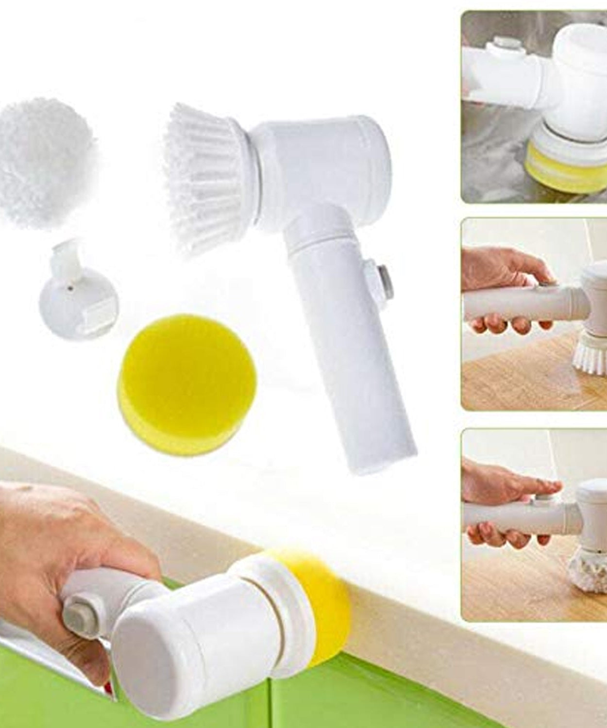 Portable Electric Cleaning Brush with 3 Replaceable Brush Heads (5 In 1)
