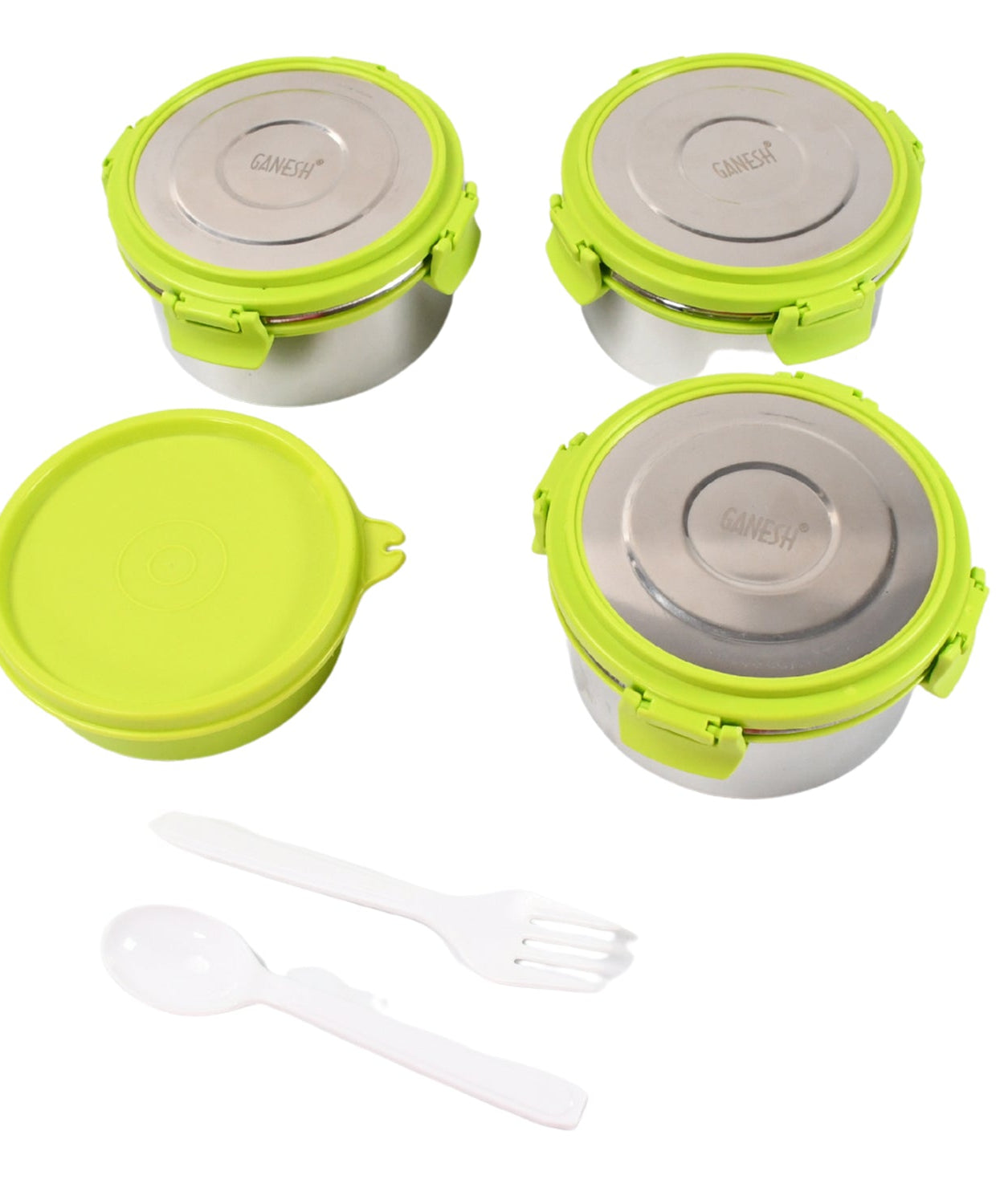 Stainless Steel Tiffin Lunch Box Container / Dabba with 4 Side Clip Lock Lid for Office & School Use/ Food Grade / Air Tight / Easy to Carry / Leak Proof