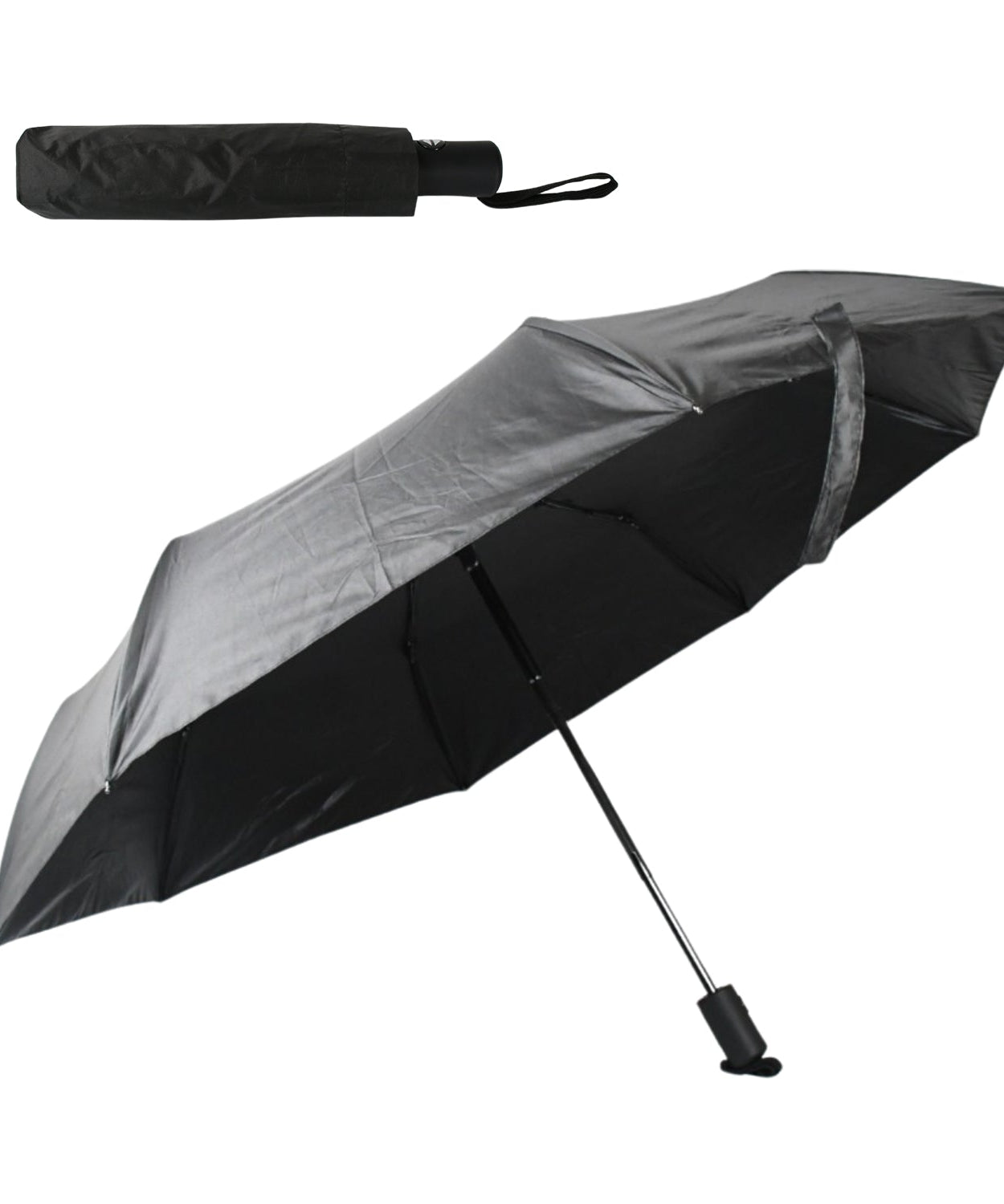 2 Fold Manual Umbrella – Wind, Sun & Rainproof with Steel Shaft & Wrist Strap