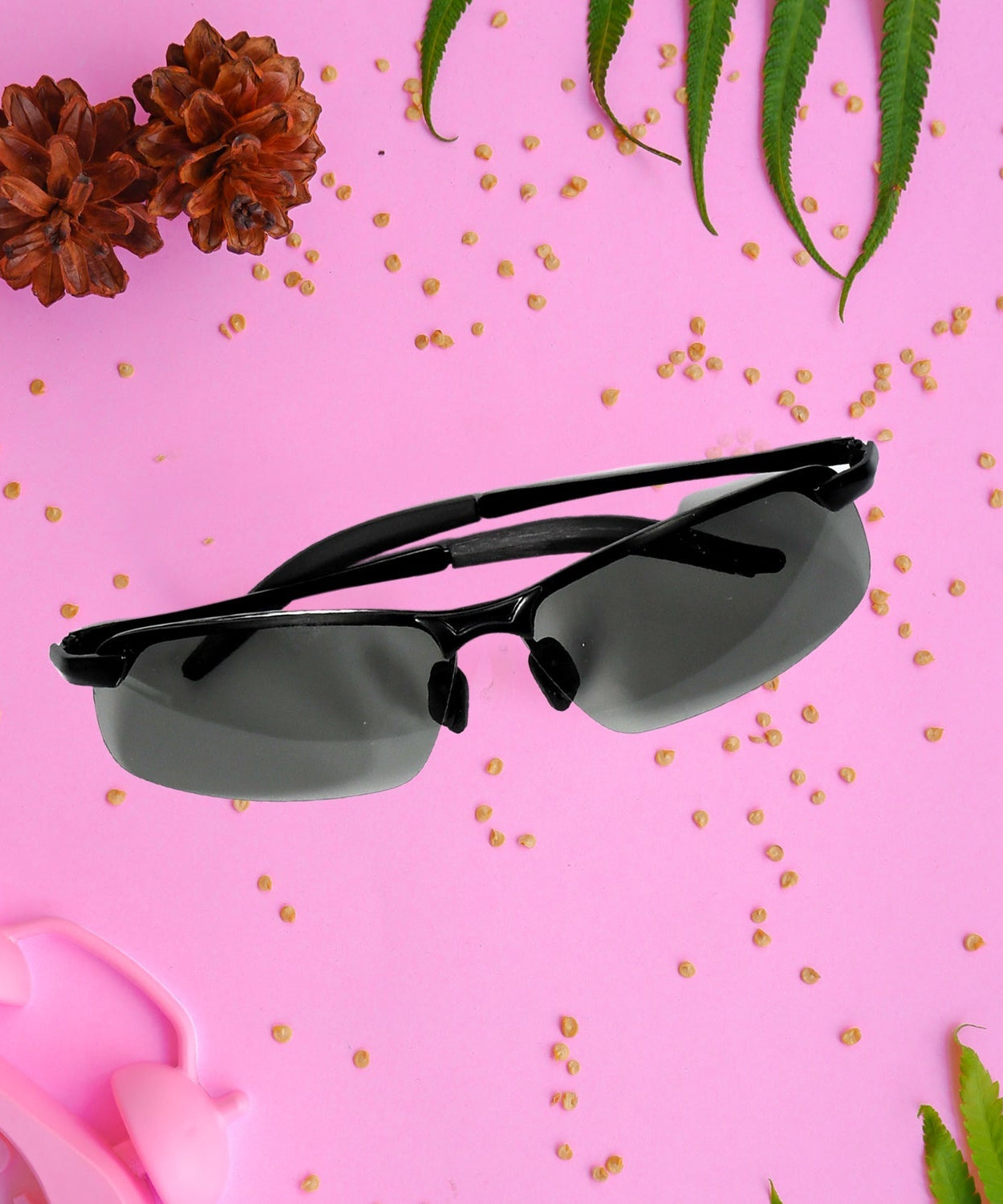 Rimless sports sunglasses with polarized lenses