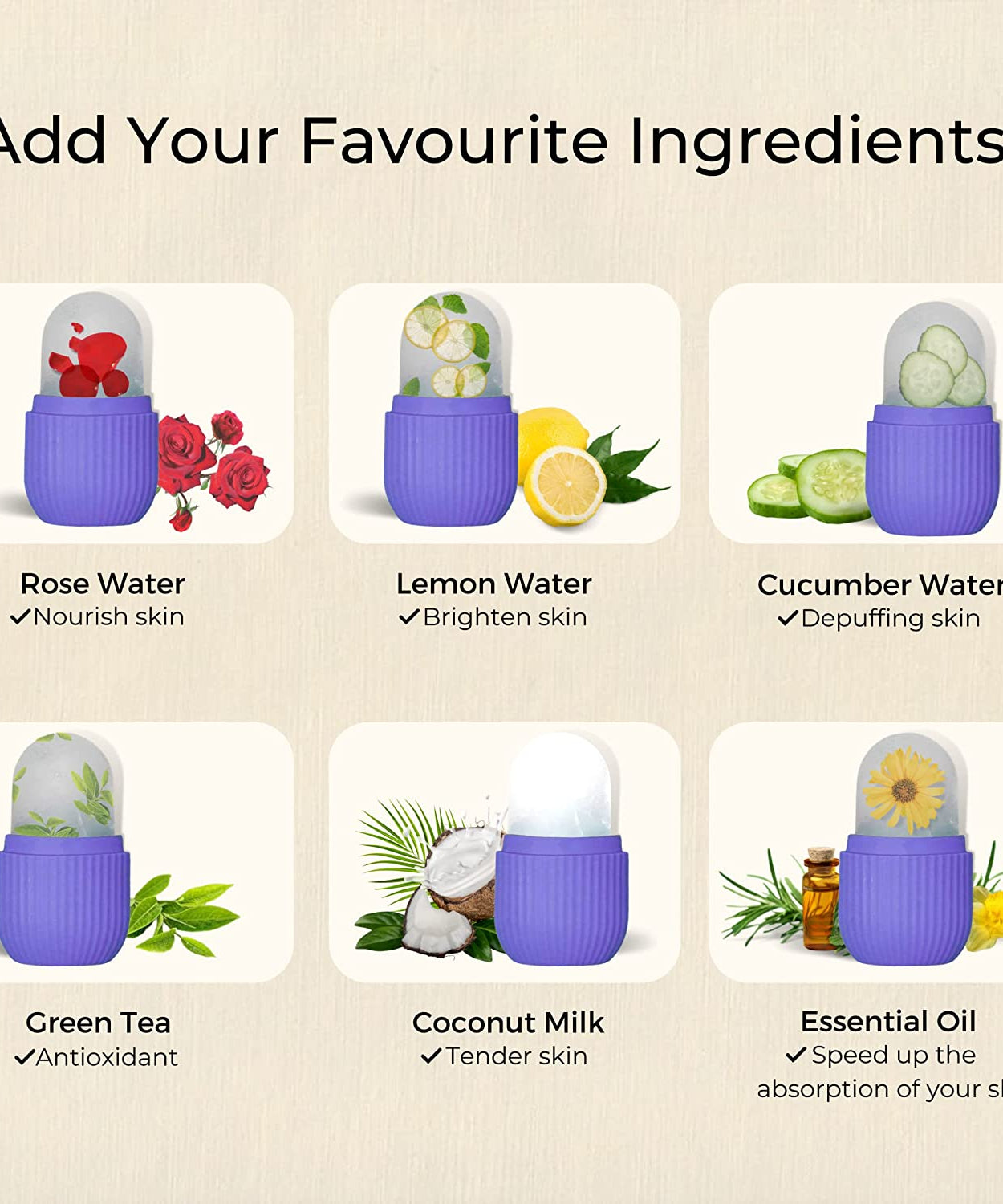 Beauty Ice Roller for Face & Eye Massage (Reusable, Purple / Without Box)