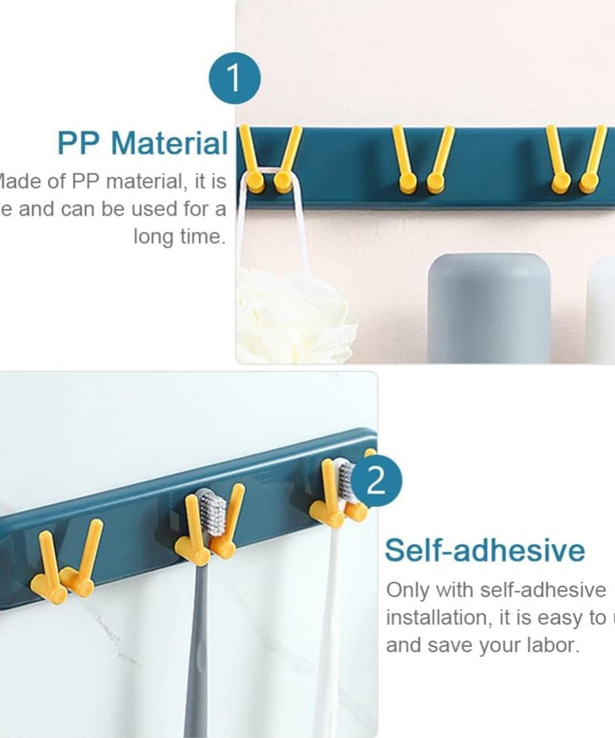 Plastic organizer for toothbrushes and accessories, designed for wall mounting.