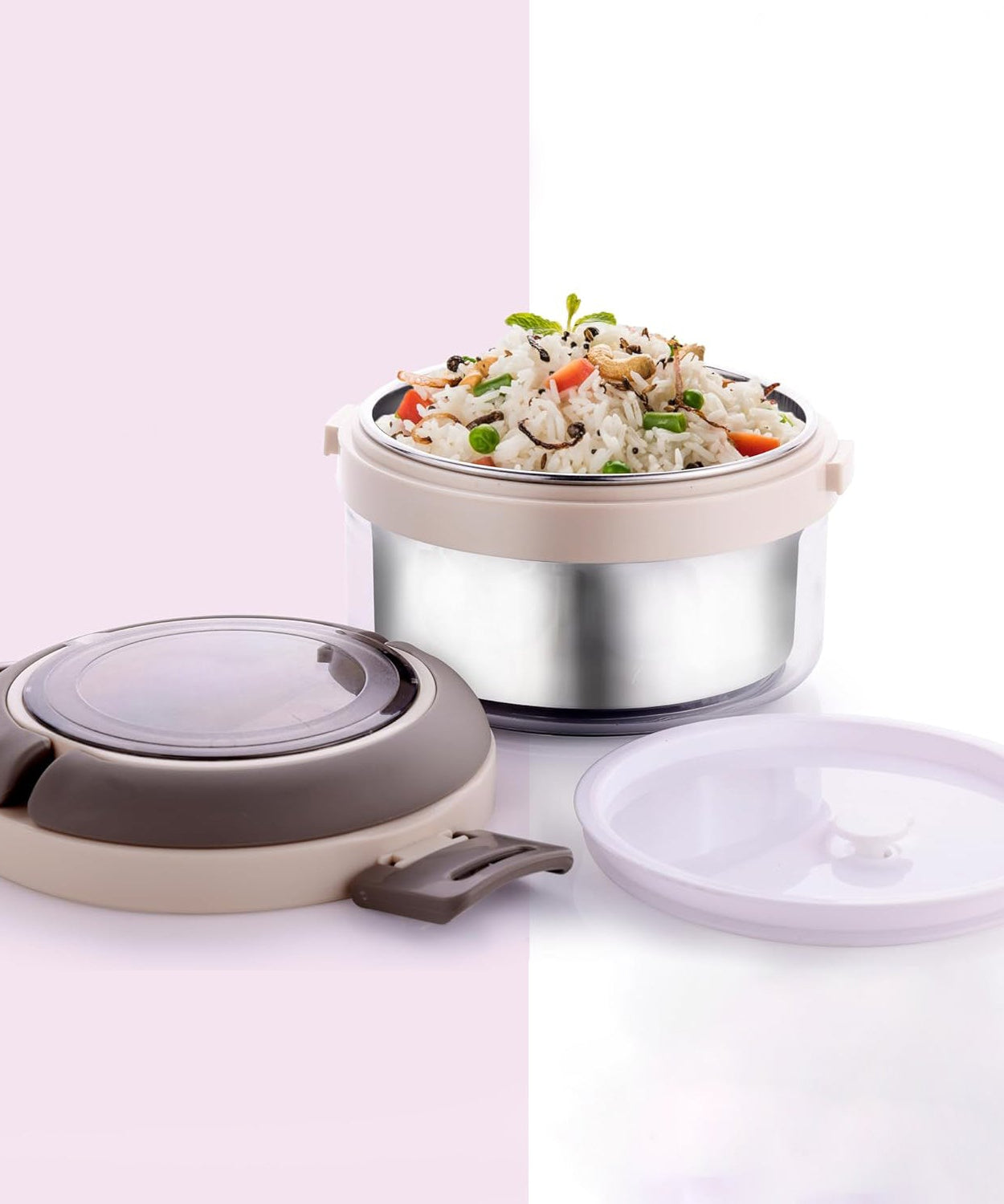 Ganesh Tiara 400ml Stainless Steel Insulated Lunch Box with Leakproof Lid & Folding Spoon
