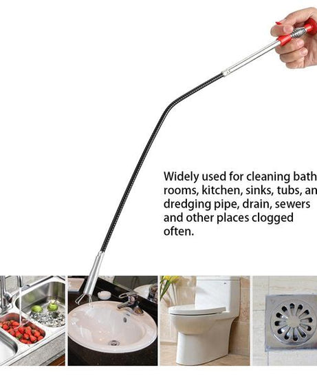 Metal wire brush with hook for cleaning sinks