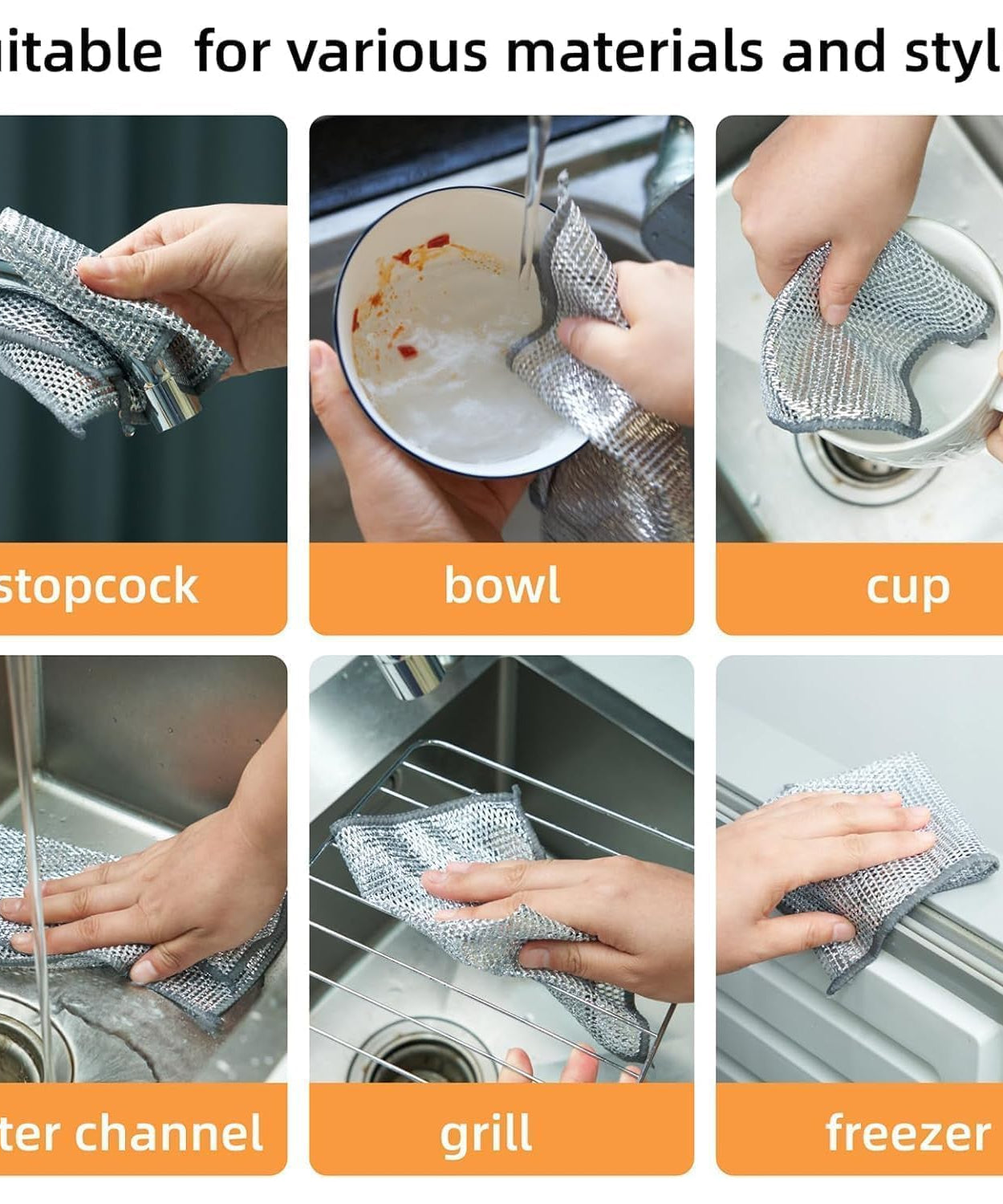 One-Sided Multipurpose Microfiber Cloths, Scrubber (1 Pc / 20x20 Cm)