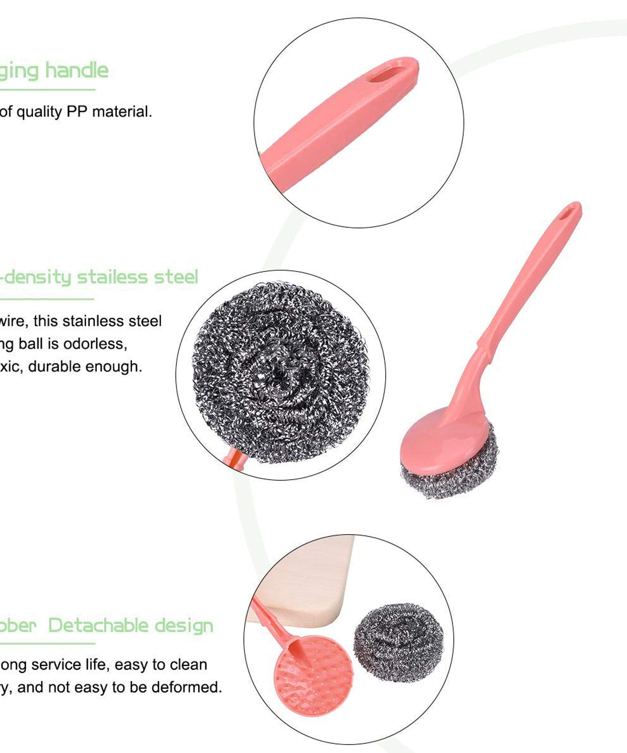 Handle scrubber for tough stains and general kitchen cleaning.