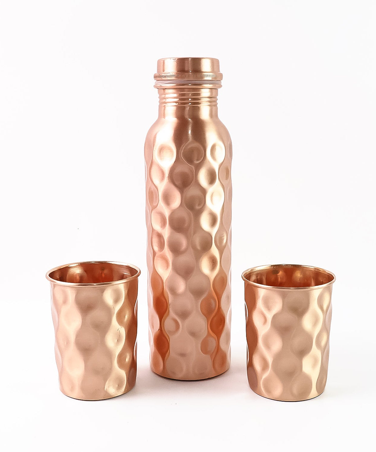 Copper Water Bottle 2 Glasses with Gift Box (3 Pcs Set)