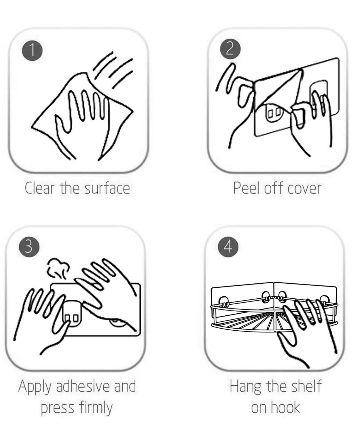 Multi-purpose shower caddy corner for storing toiletries and bathroom supplies.