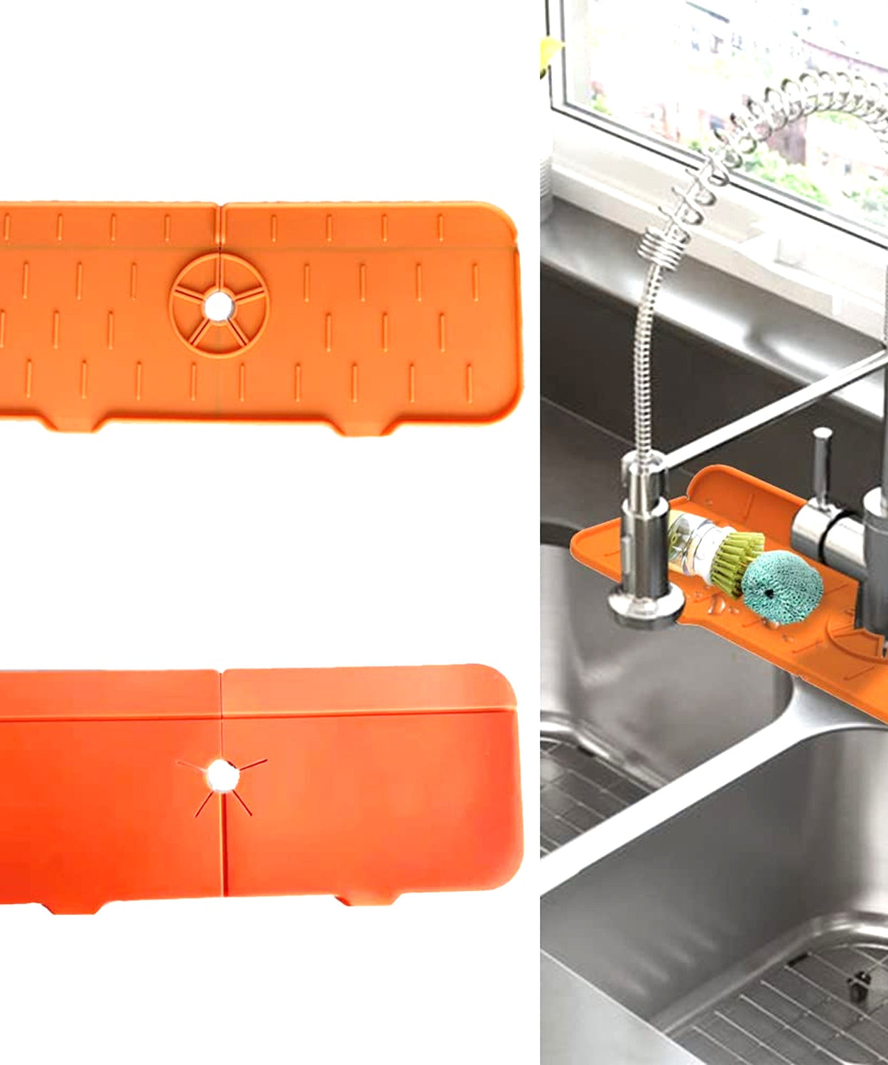 Silicone Faucet Splash Guard Pad for Kitchen & Bathroom Sink (1 Pc / Mix Design & Size)