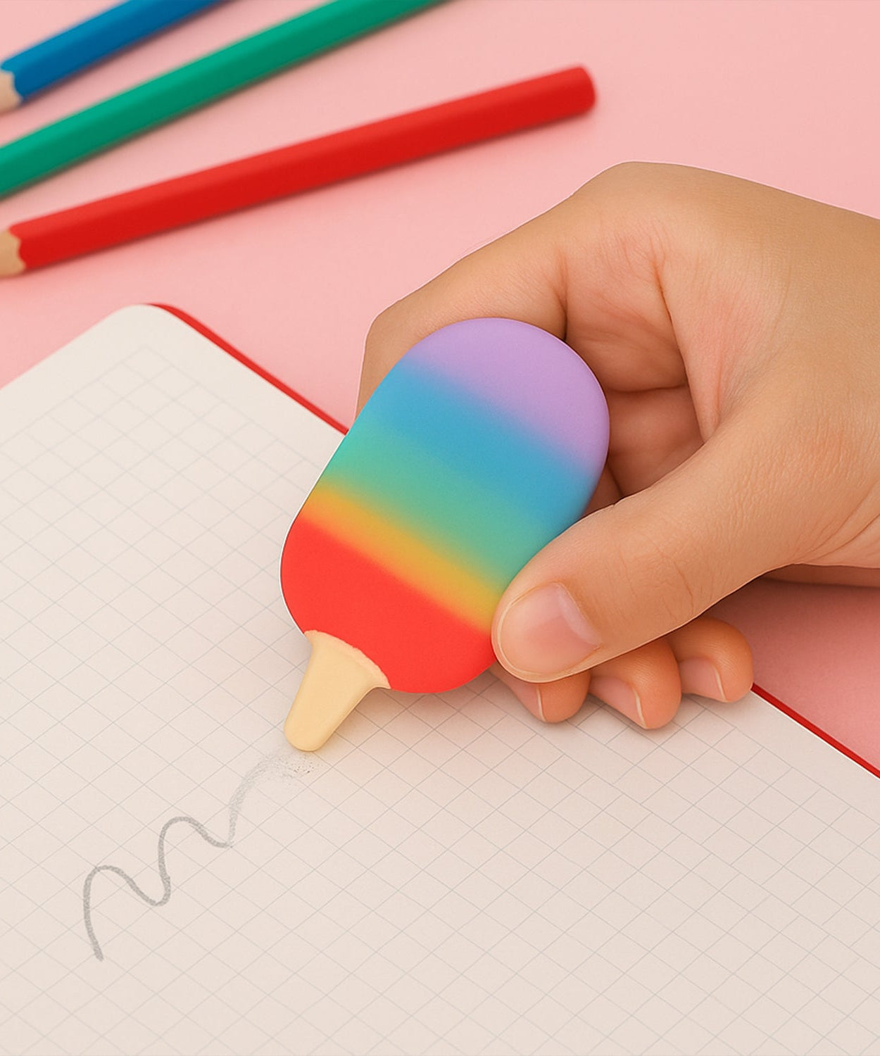 Jelly Popsicle Erasers – Cute & Fancy Mini Erasers for Kids (2 Pc Set, Mix Design)