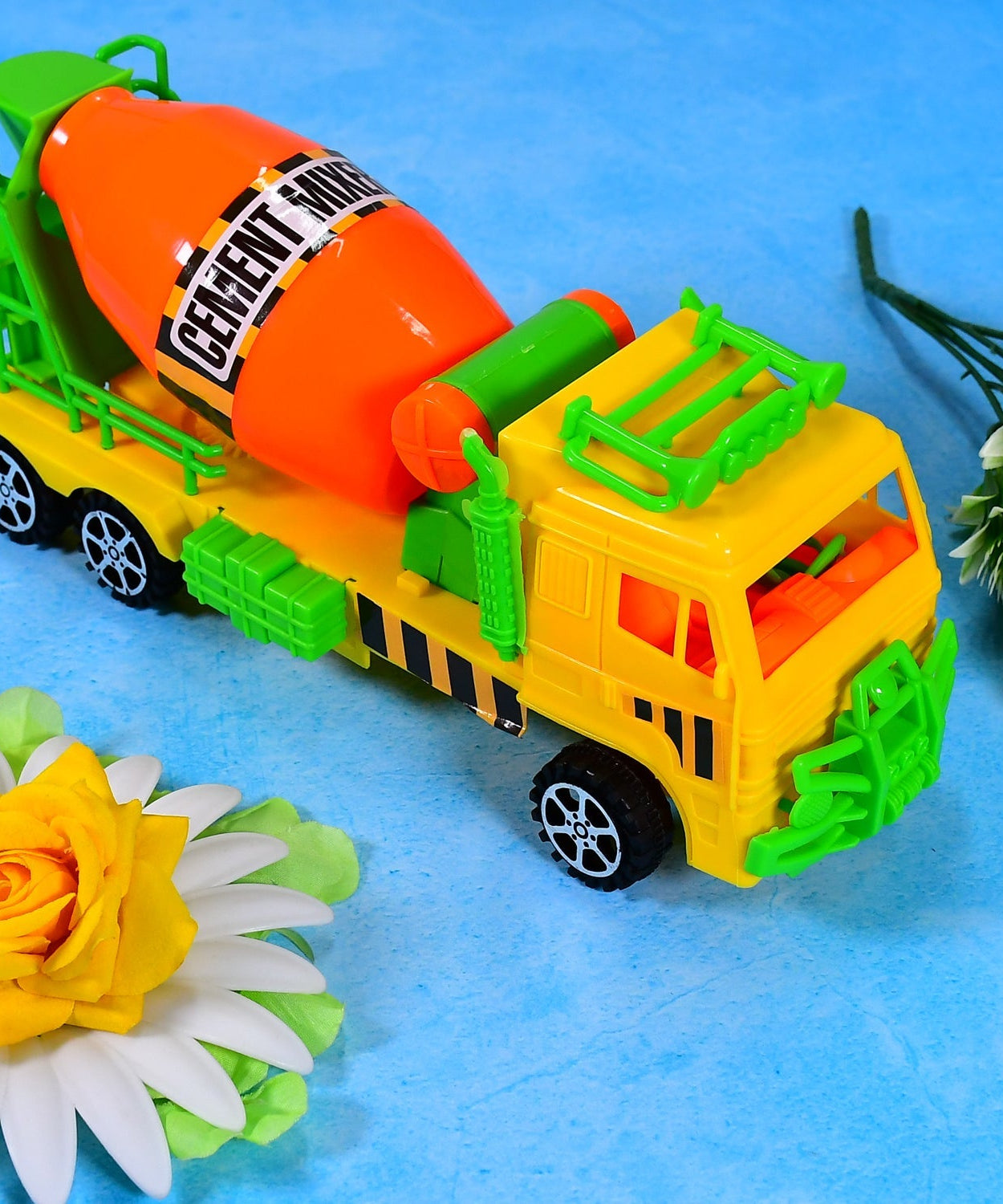 Colorful cement mixer truck pushback toy