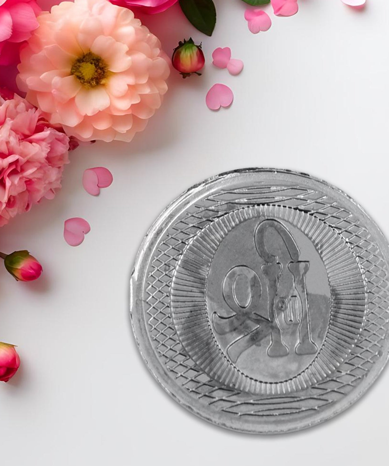 Ganesh Ji, Silver color Coin for Gift & Pooja | Silver Coin | Silver Coin / Diwali Gift (1 Pc / (Metal is not silver)