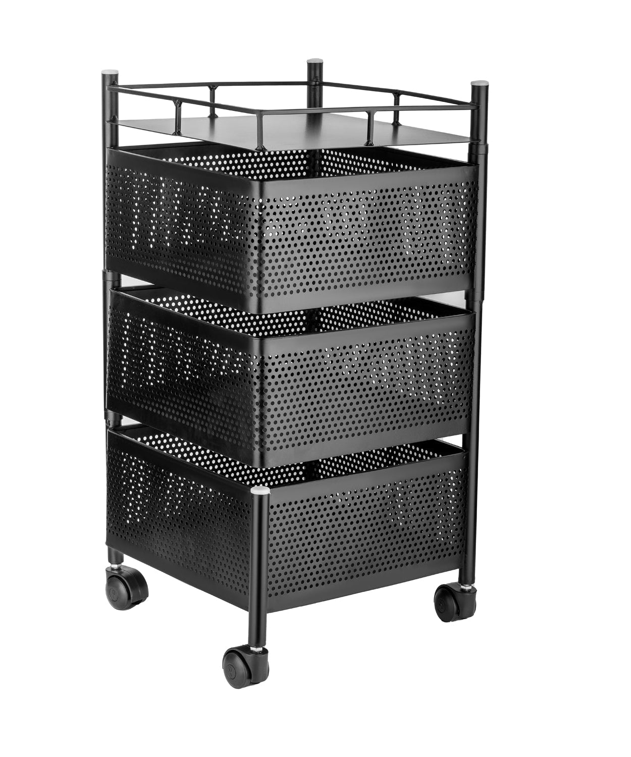 Metal High Quality Kitchen Trolley Kitchen Organizer Items and Kitchen Accessories Items for Kitchen Rack Square Design for Fruits & Vegetable Onion Storage Kitchen Trolley with Wheels (3 Layer)