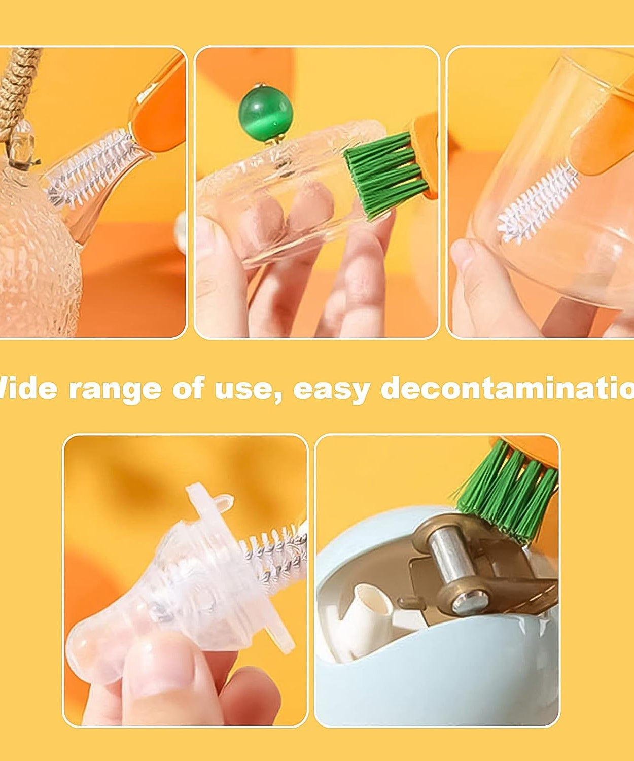 3-in-1 Multifunctional Cleaning Brush Set – Mini Bottle, Cup & Lid Cleaner (1 Pc)