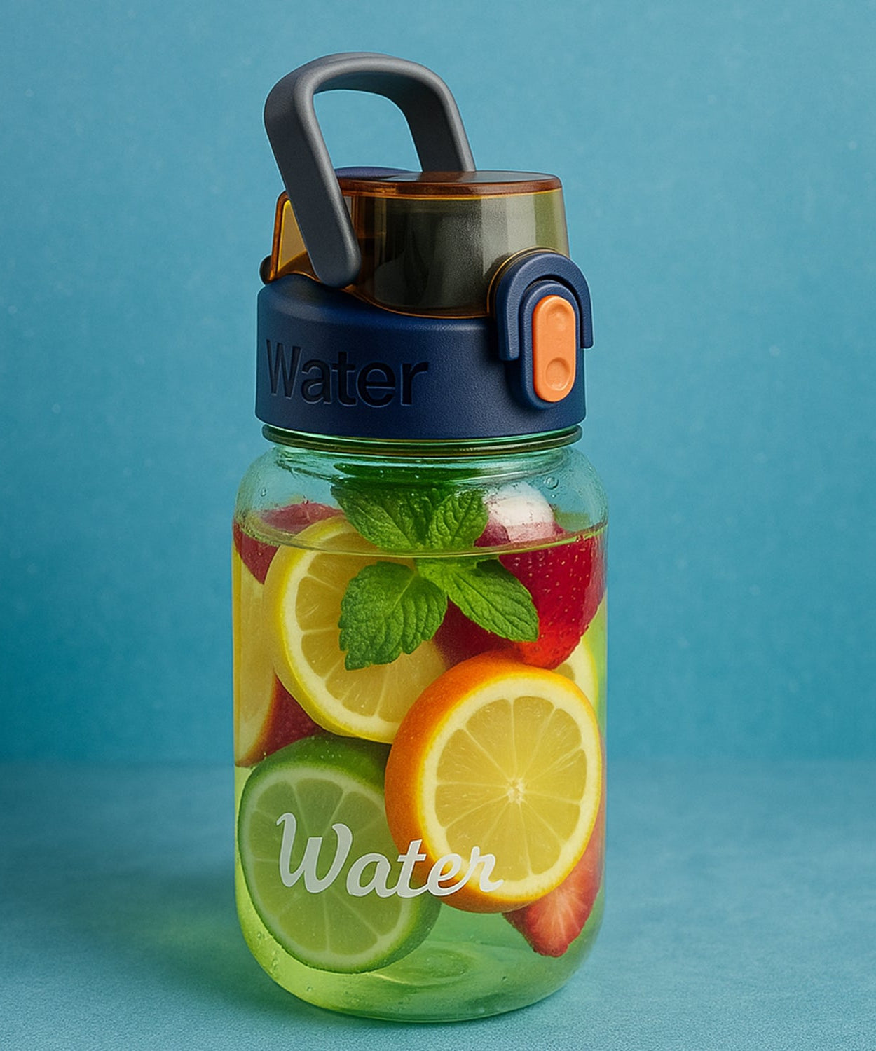 Green Leak-Proof Portable Fruit Infuser Water Bottle Approx 600ML (1 Pc)