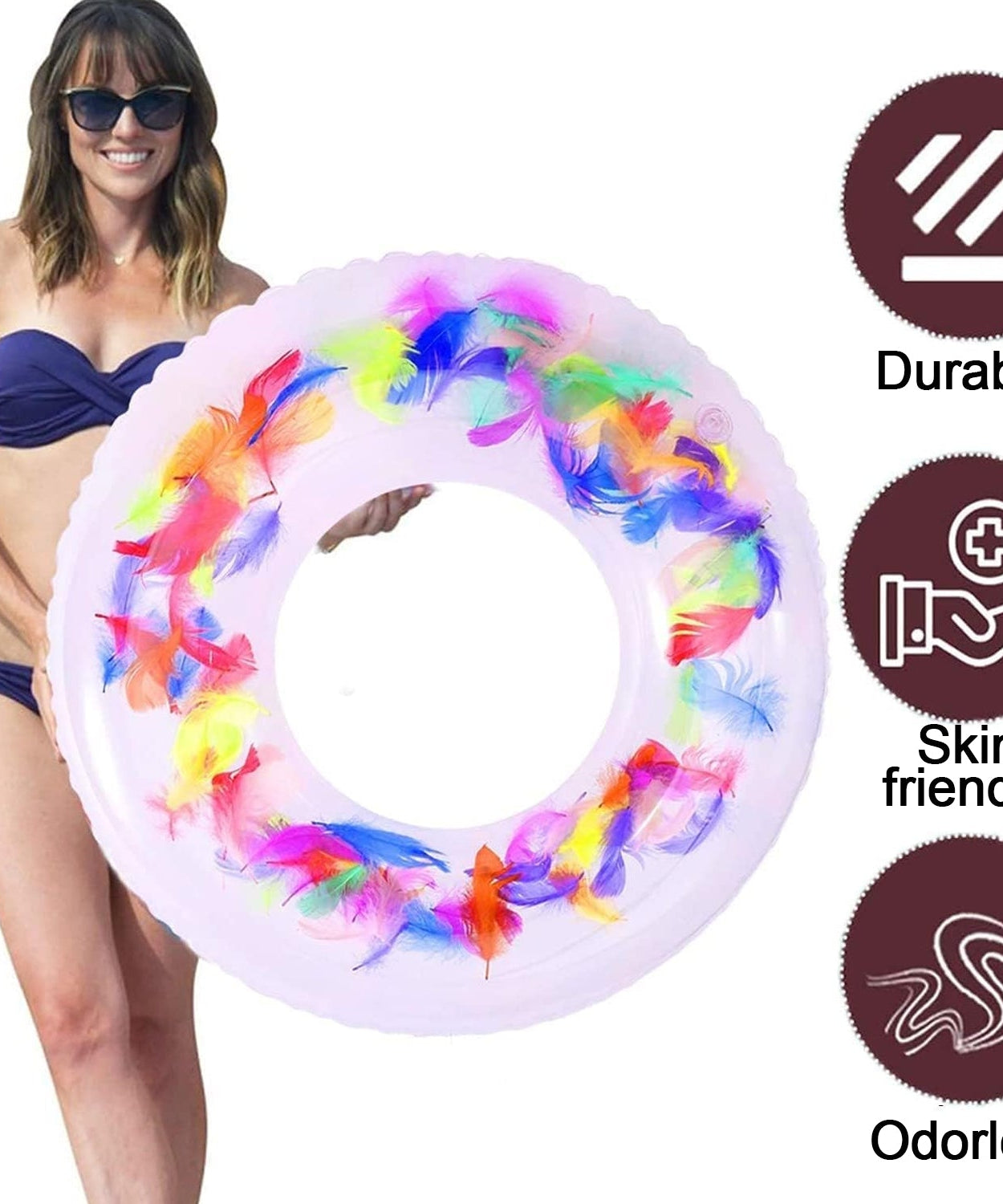 Swim Ring, For Adults, Conveniently Portable, Feathers, Swimming Ring, For Water Play, For Beaches, Swimming, Summer Vacation, Women's, Men's (1 Pc)