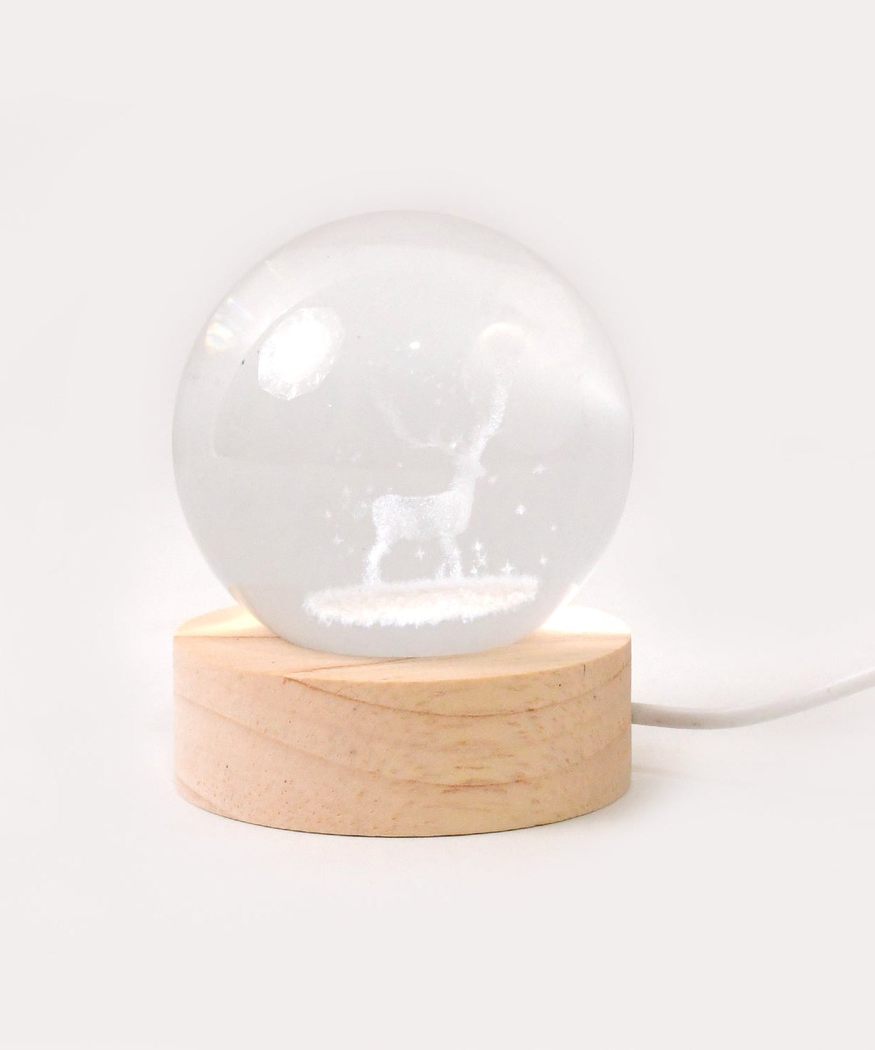 Crystal Ball Night Light Glass Ball Night Lamp with Wood Base
