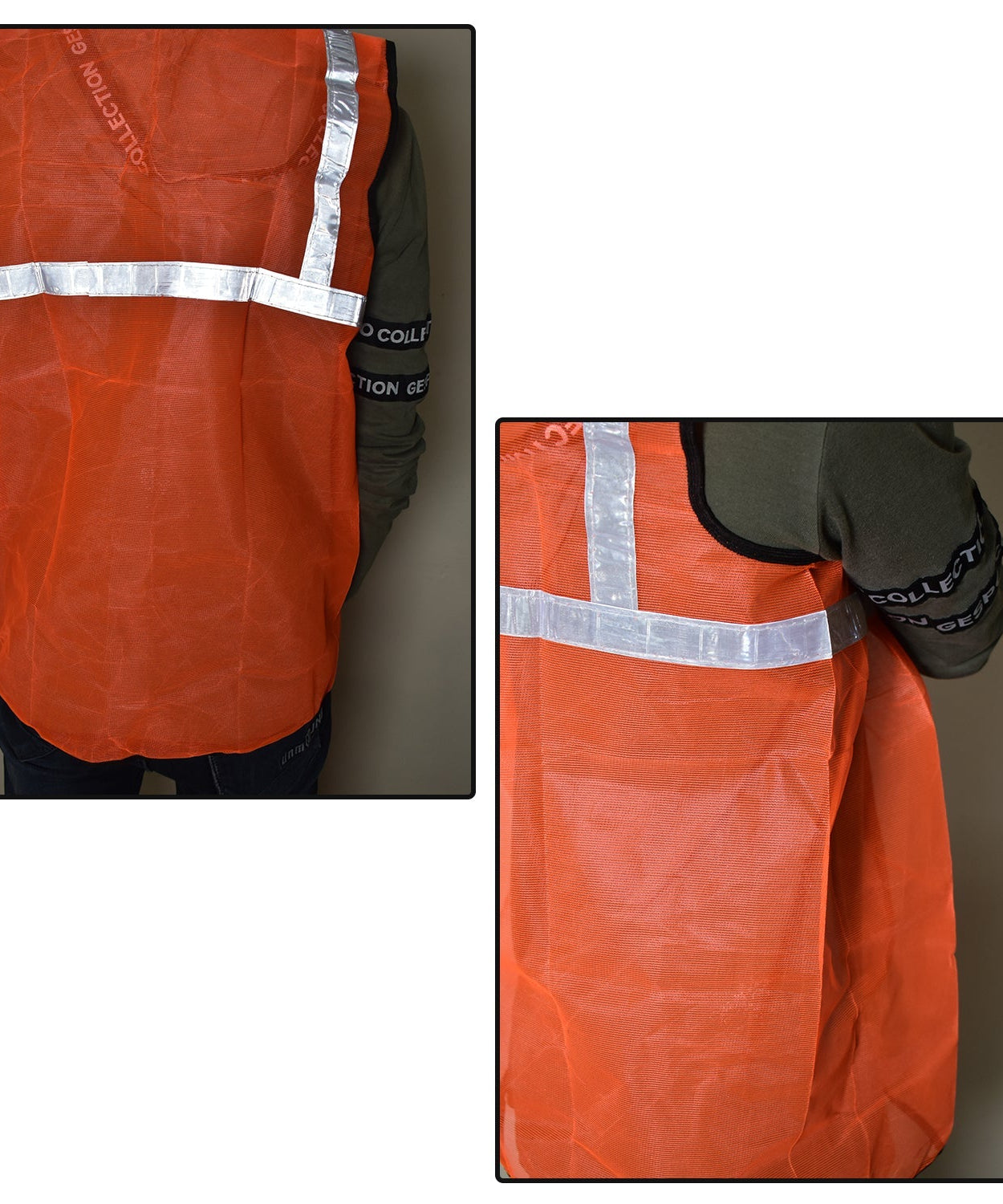 Orange jacket for safety with reflective elements for construction