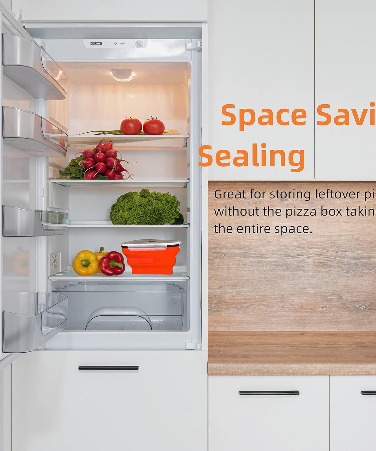 Reusable Expandable Pizza Storage Container with 5 Microwavable Trays – Adjustable for Home & Outdoor Use