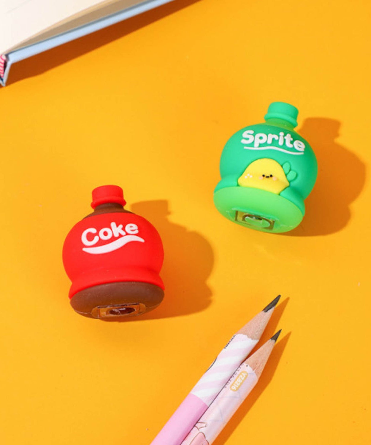 2-in-1 3D Cold Drink Bottle Shape Rubber Pencil Sharpener and Eraser Set, Stationery for Kids School Boys Girls, Birthday Return Gifts (1 Pc )