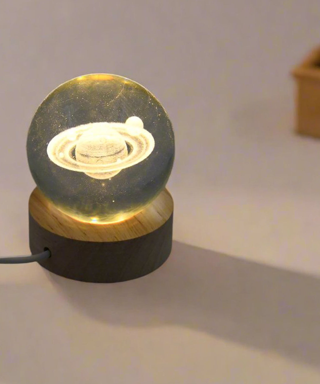 Astronaut  3D Crystal Ball lamps With Wood Base (1 Pc)