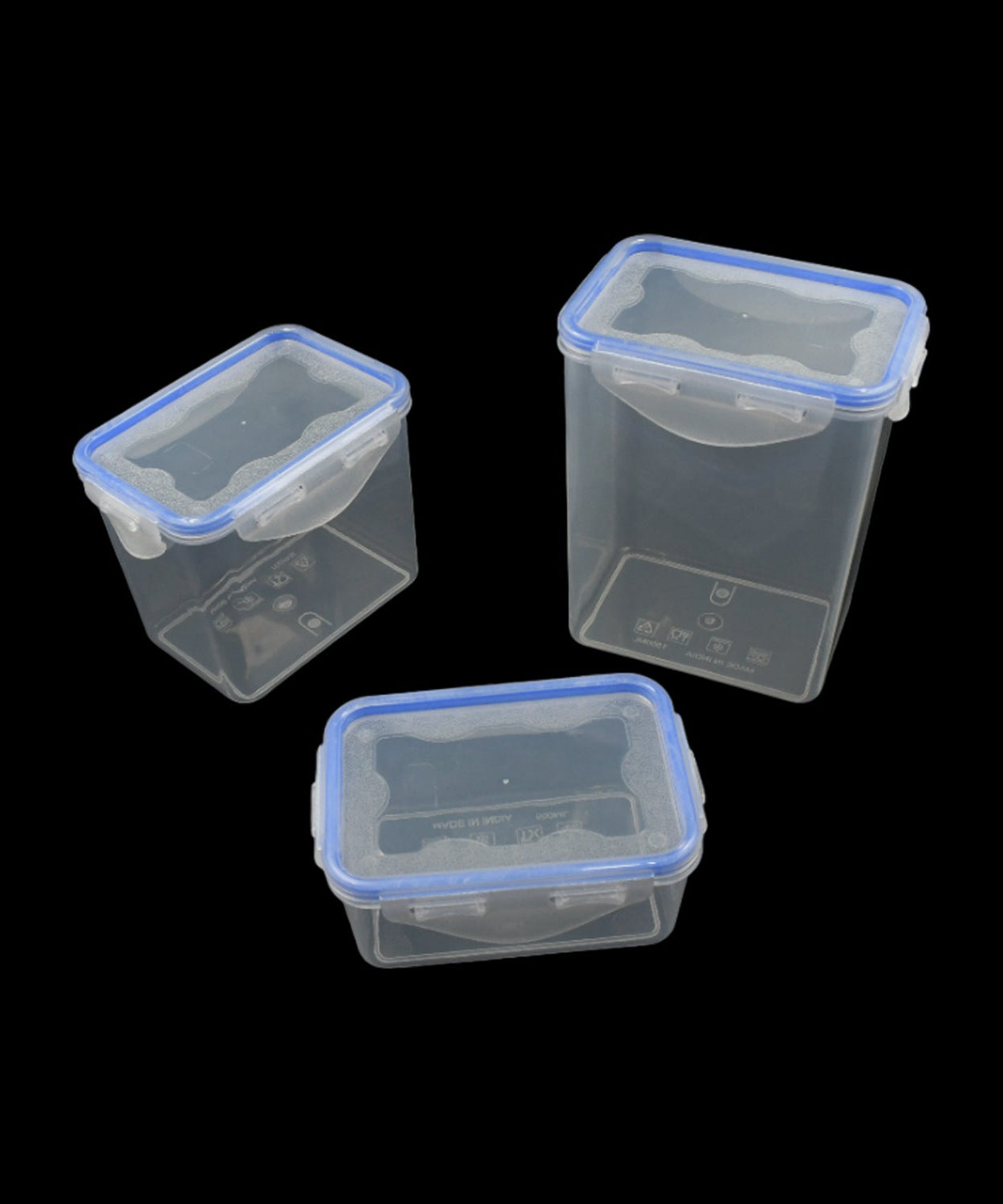 Food storage set with air-seal lids, 3 pieces for various uses.