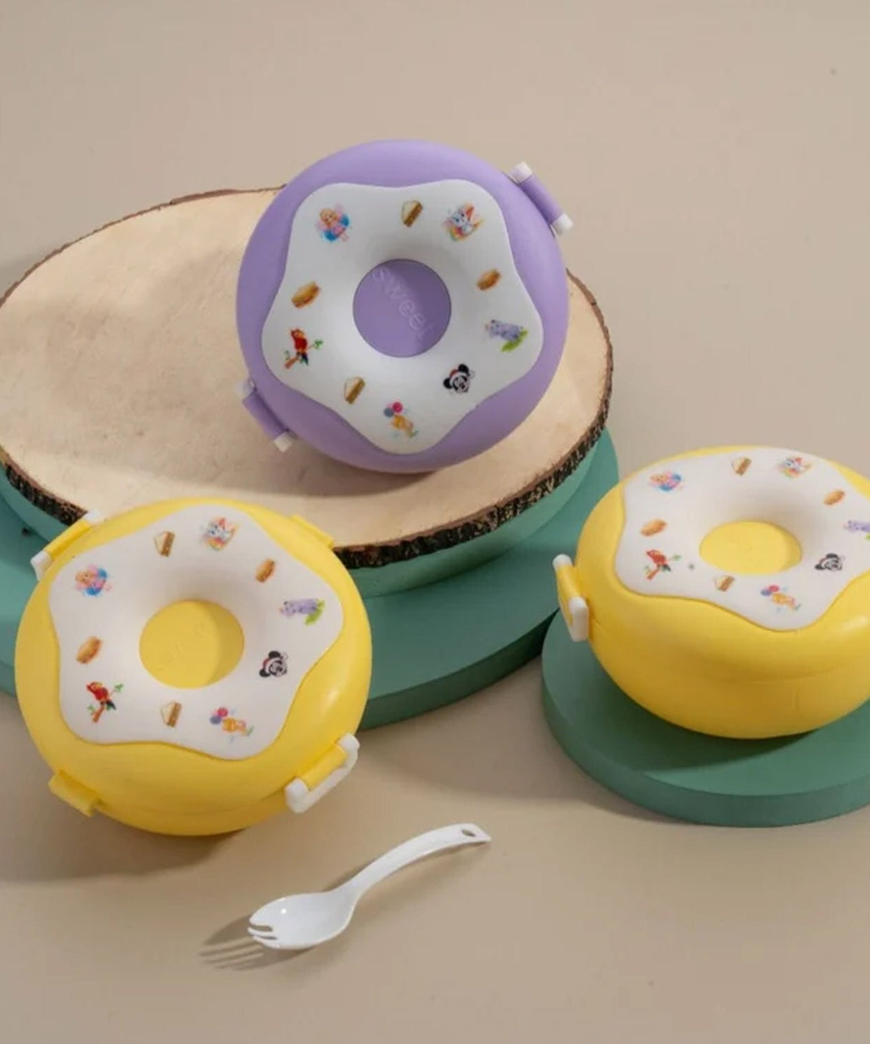 3-Section Insulated Lunch Box in Donut Shape