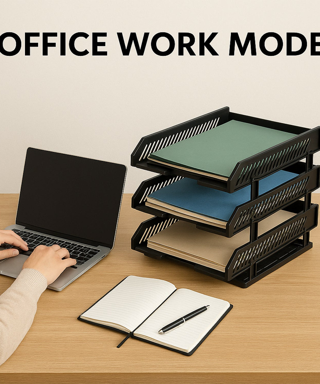 4-Layer Multifunctional File Rack with Drawers for Office Desk