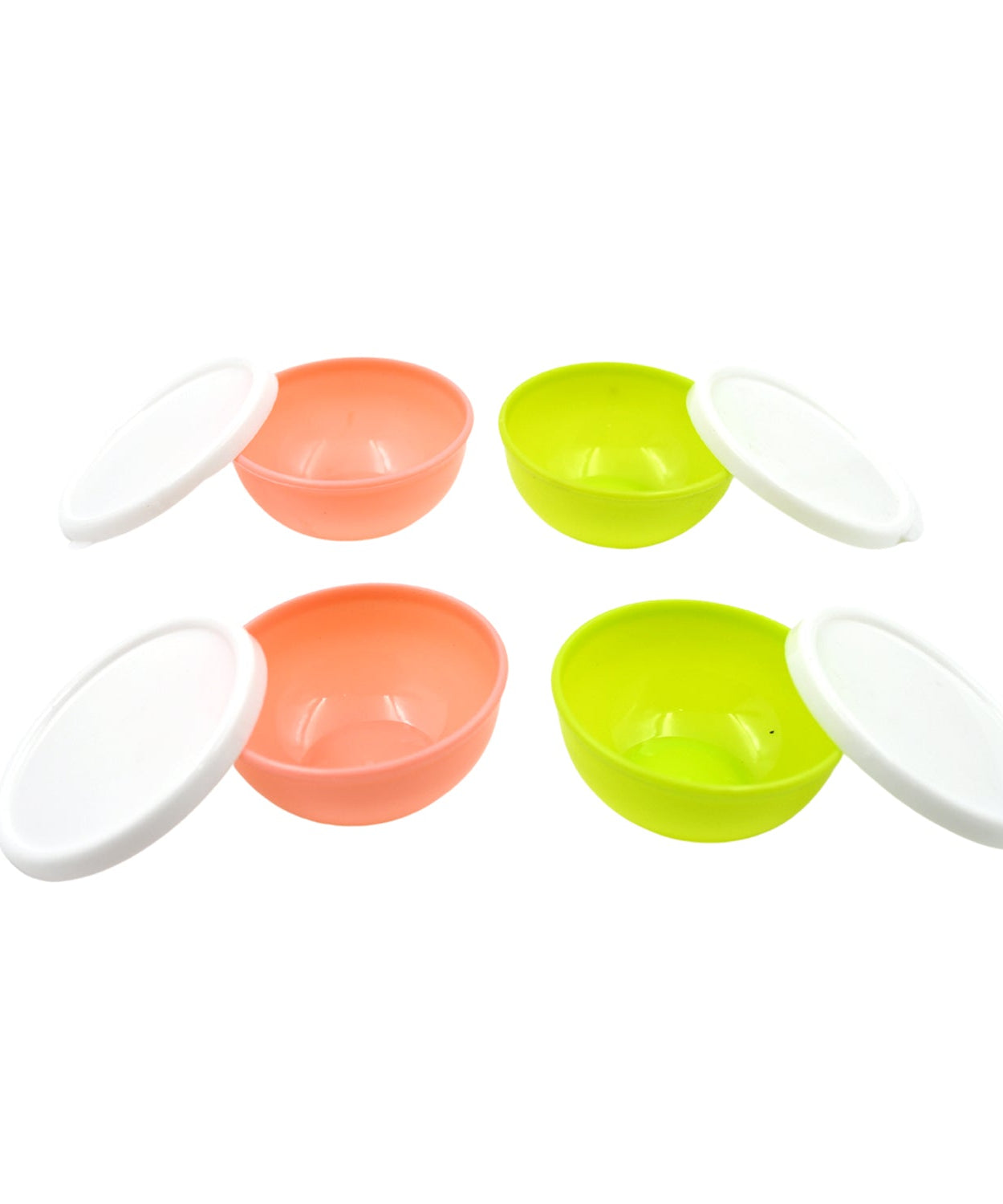 Multipurpose Small Round Plastic Bowl / Katori With Lid, Microwave Safe Reusable Lightweight Bowl, Dishwasher Safe Chutney Bowl (4 Pcs Set)