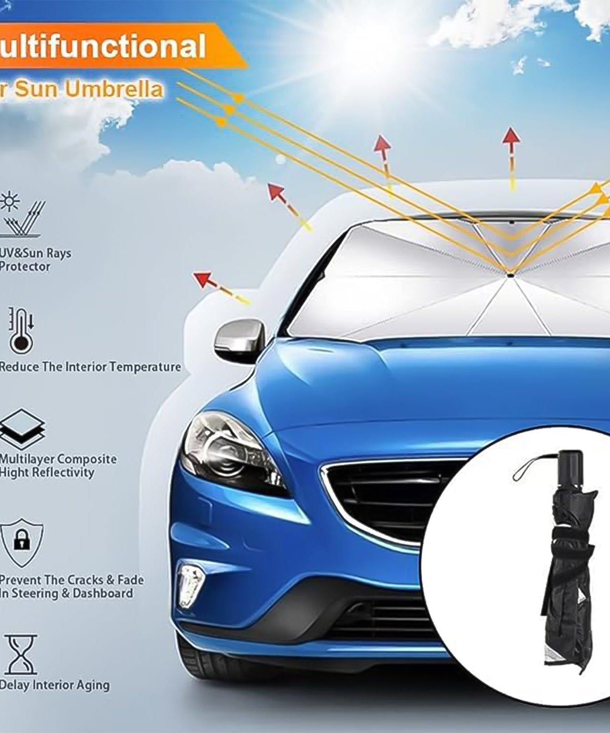 Windshield Umbrella Sun Shade Cover for Car (1 Pc)