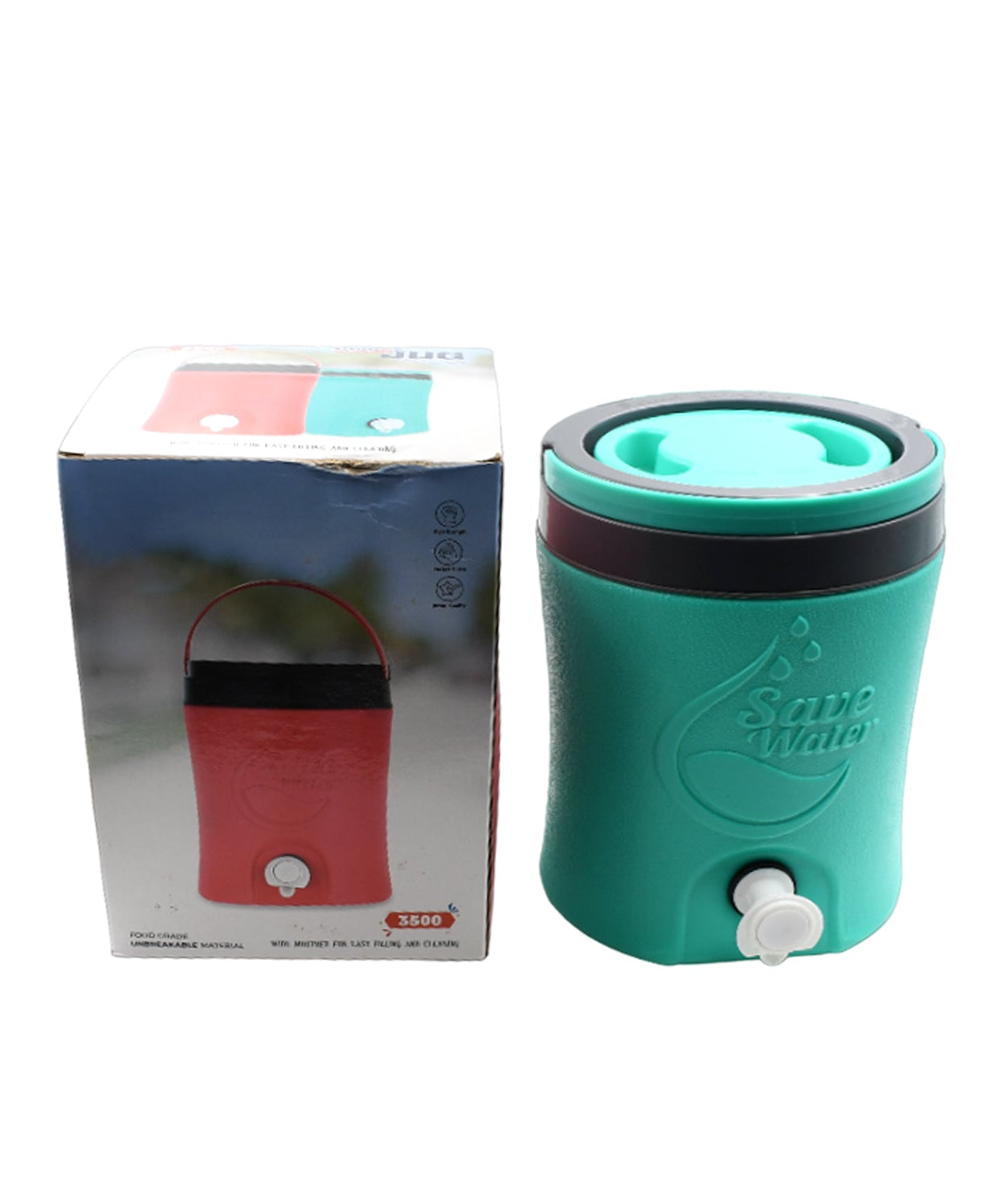 Water jug with tap, 3.5L, insulated plastic for travel